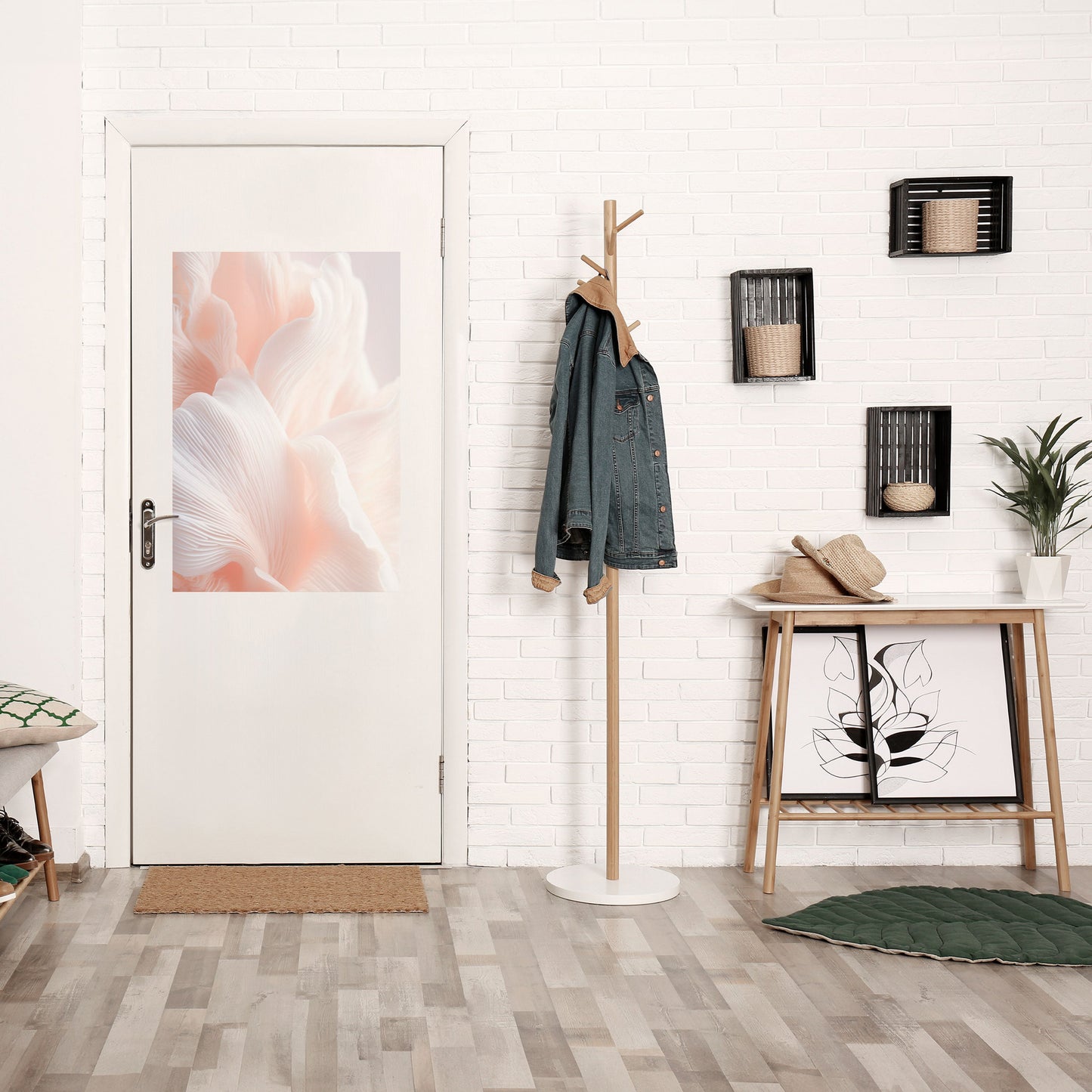DELICATE ROSA HARMONY vertikal poster med självhäftande motiv