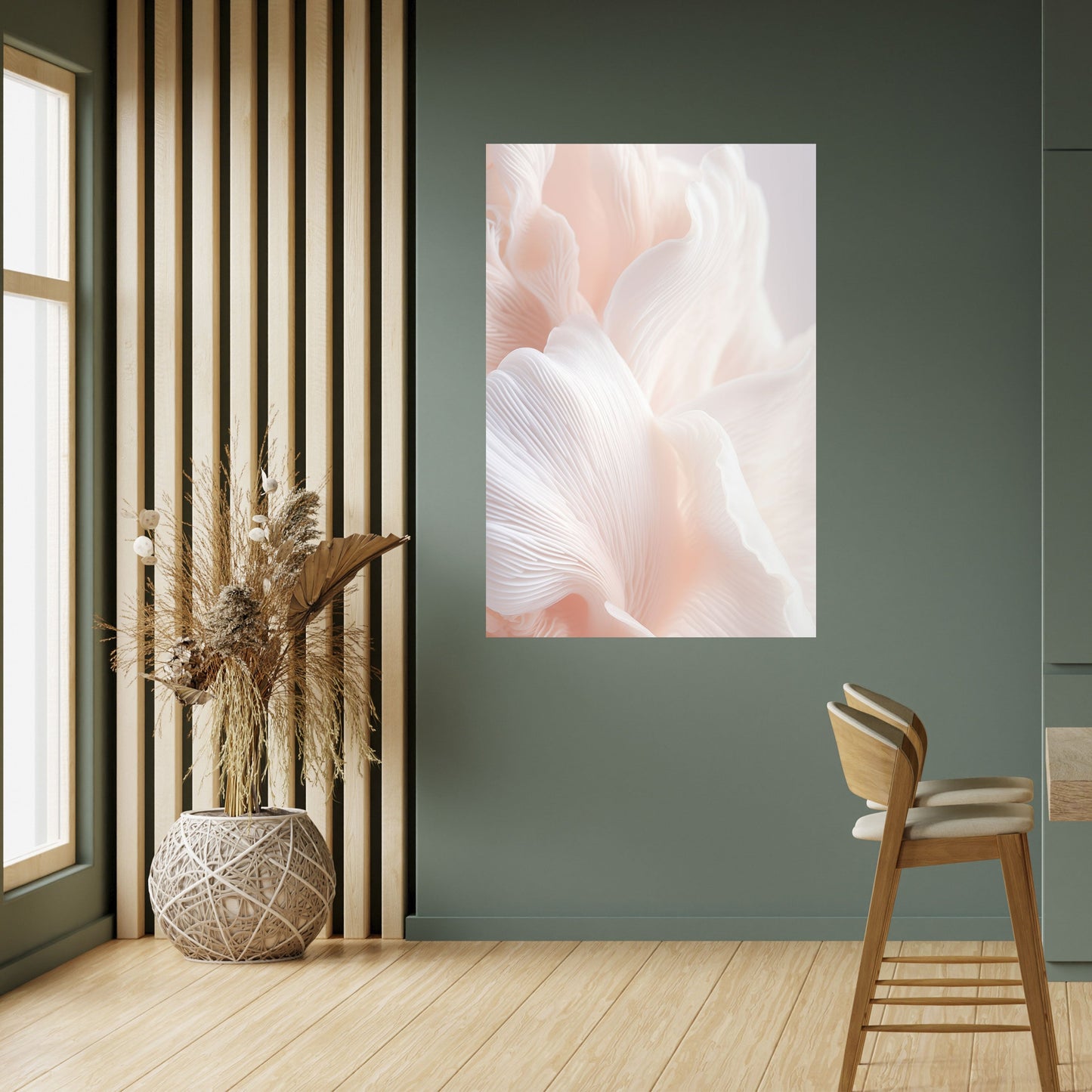 DELICATE ROSA HARMONY vertikal poster med självhäftande motiv
