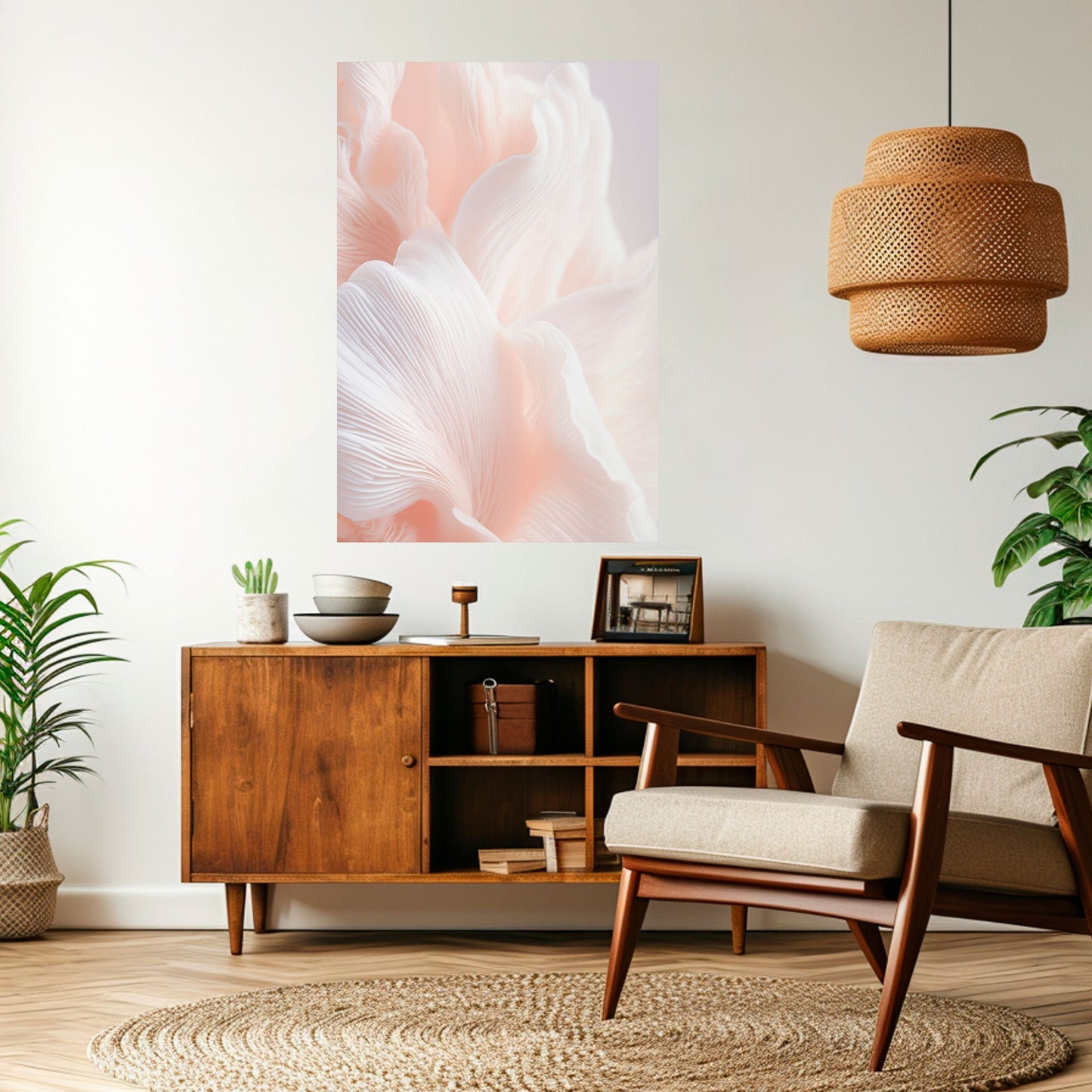 DELICATE ROSA HARMONY vertikal poster med självhäftande motiv