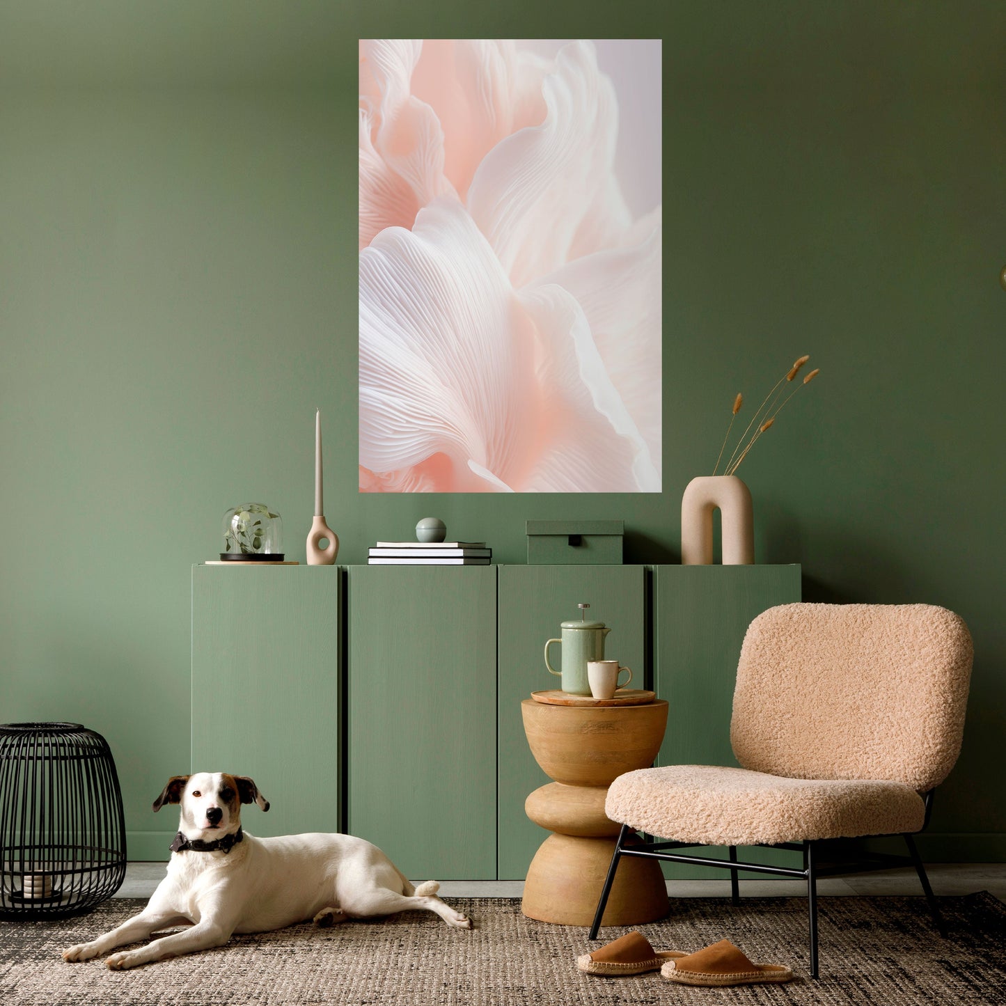 DELICATE ROSA HARMONY vertikal poster med självhäftande motiv