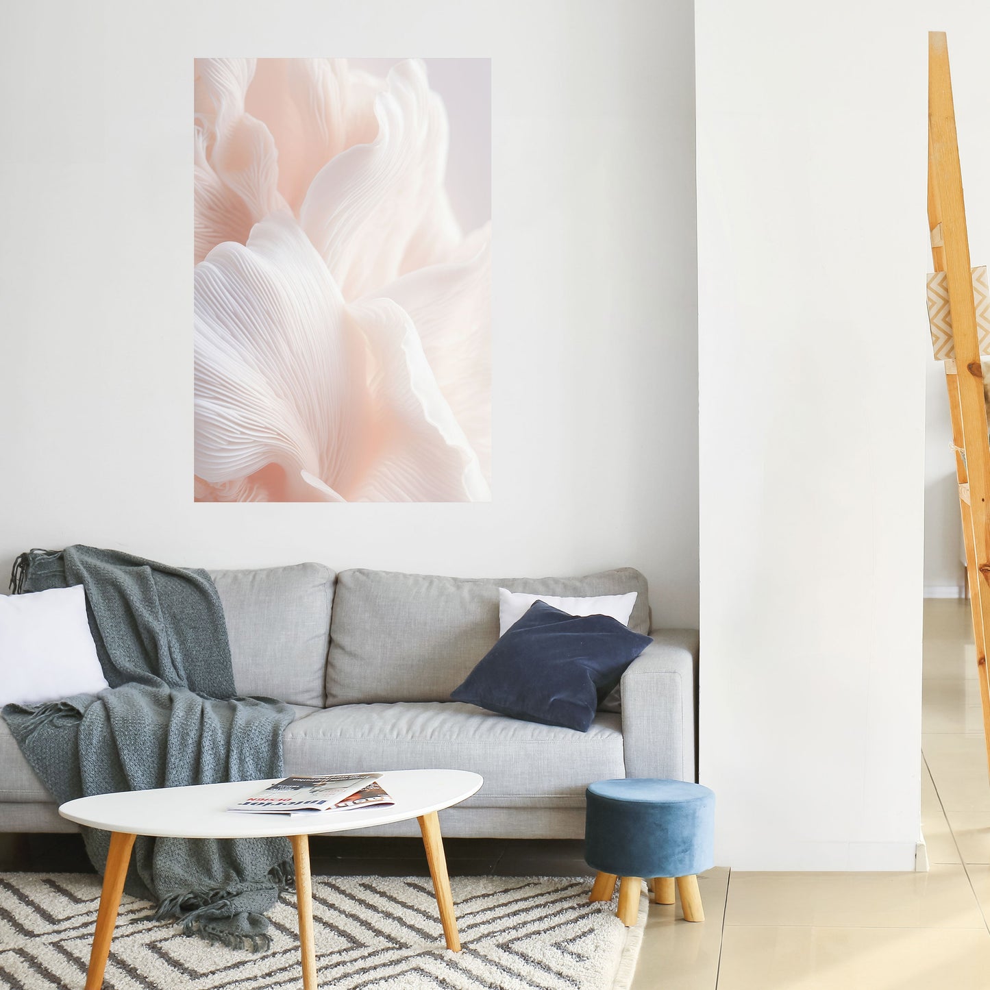 DELICATE ROSA HARMONY vertikal poster med självhäftande motiv