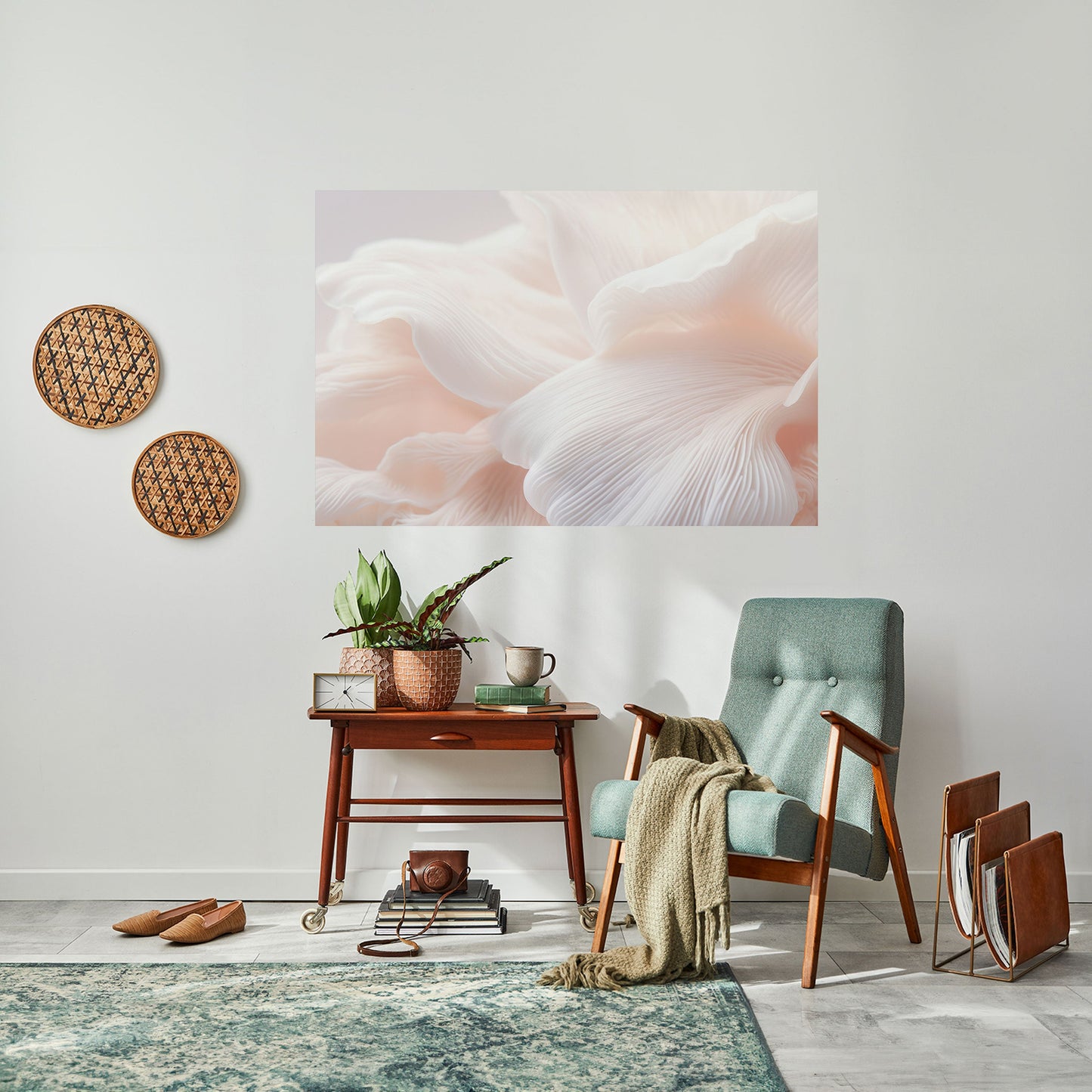 DELICATE ROSA HARMONY horisontell affisch med självhäftande motiv
