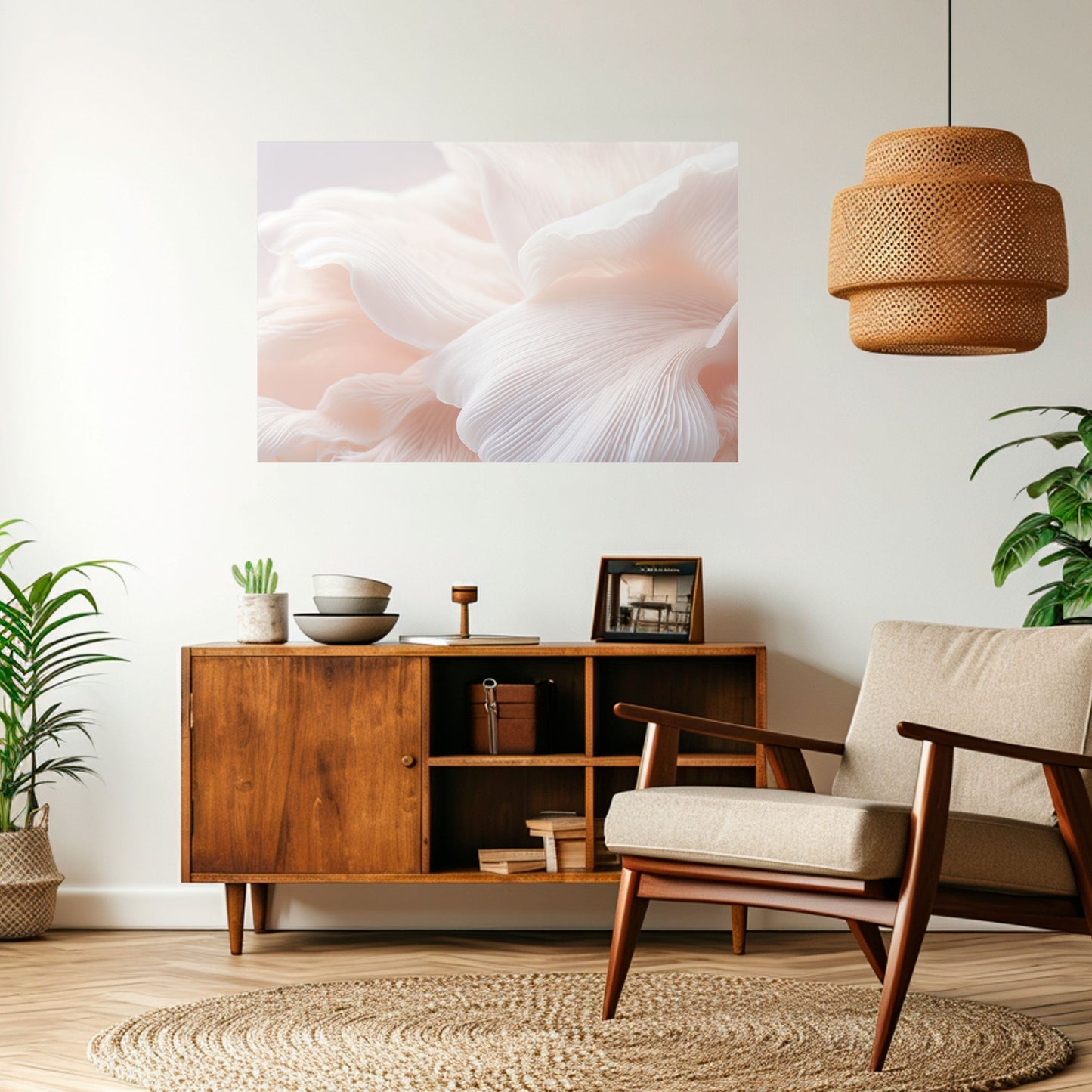 DELICATE ROSA HARMONY horisontell affisch med självhäftande motiv