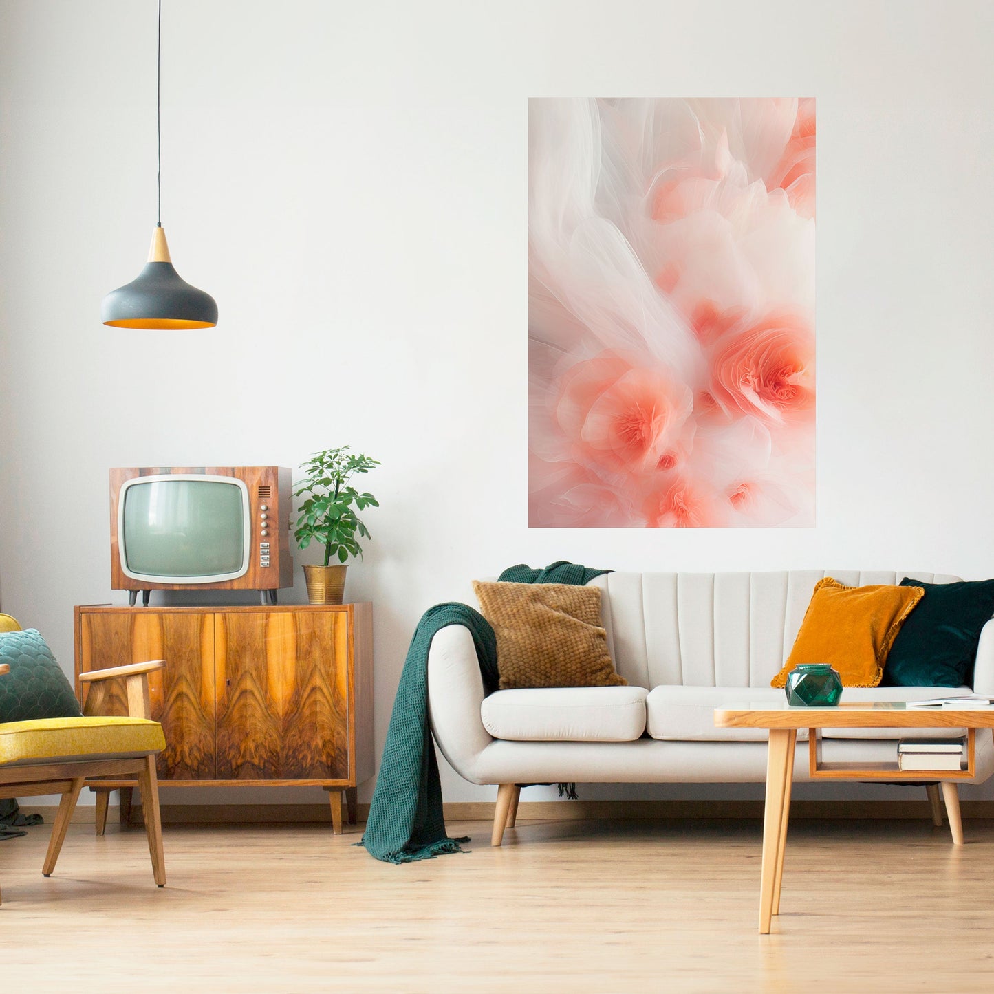 TENDER BLOSSOM VEIL vertikal poster med självhäftande text