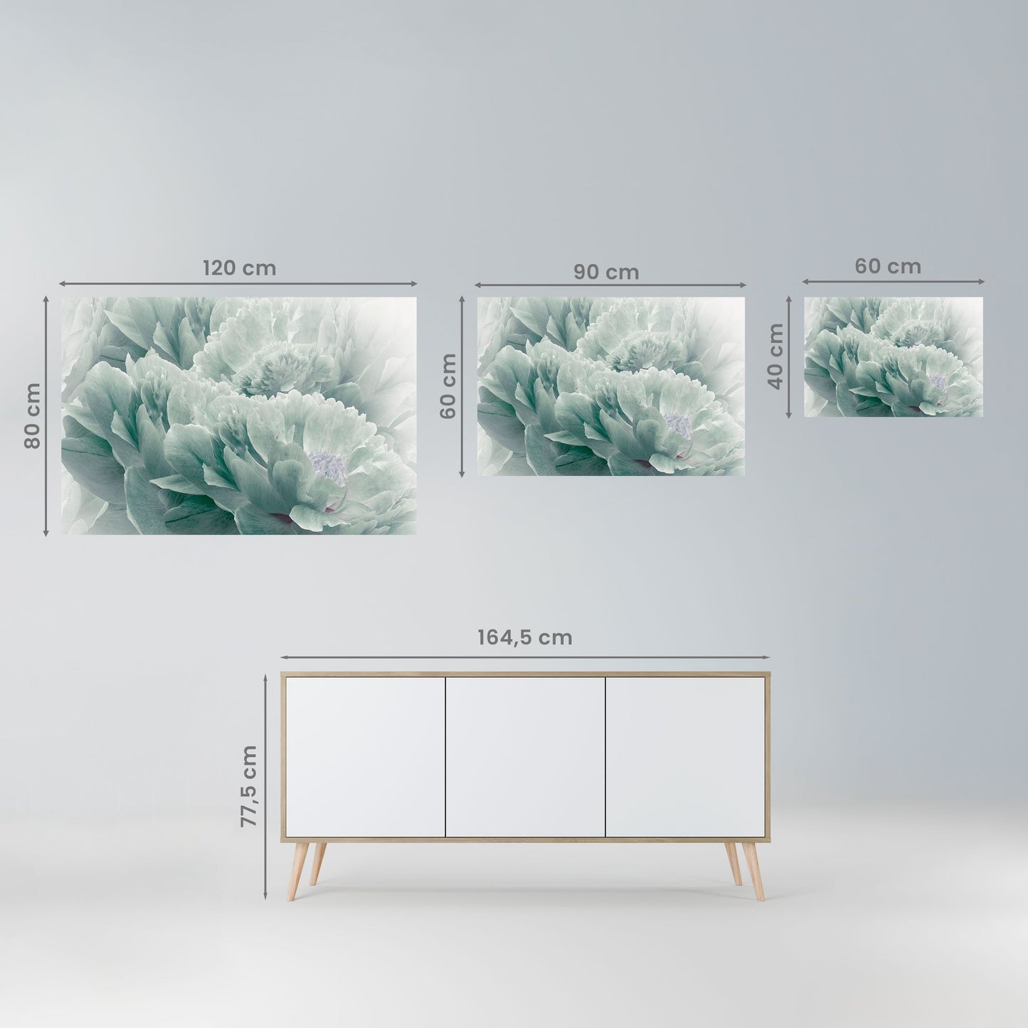 Trädpioner, skalbar och självhäftande horisontell poster