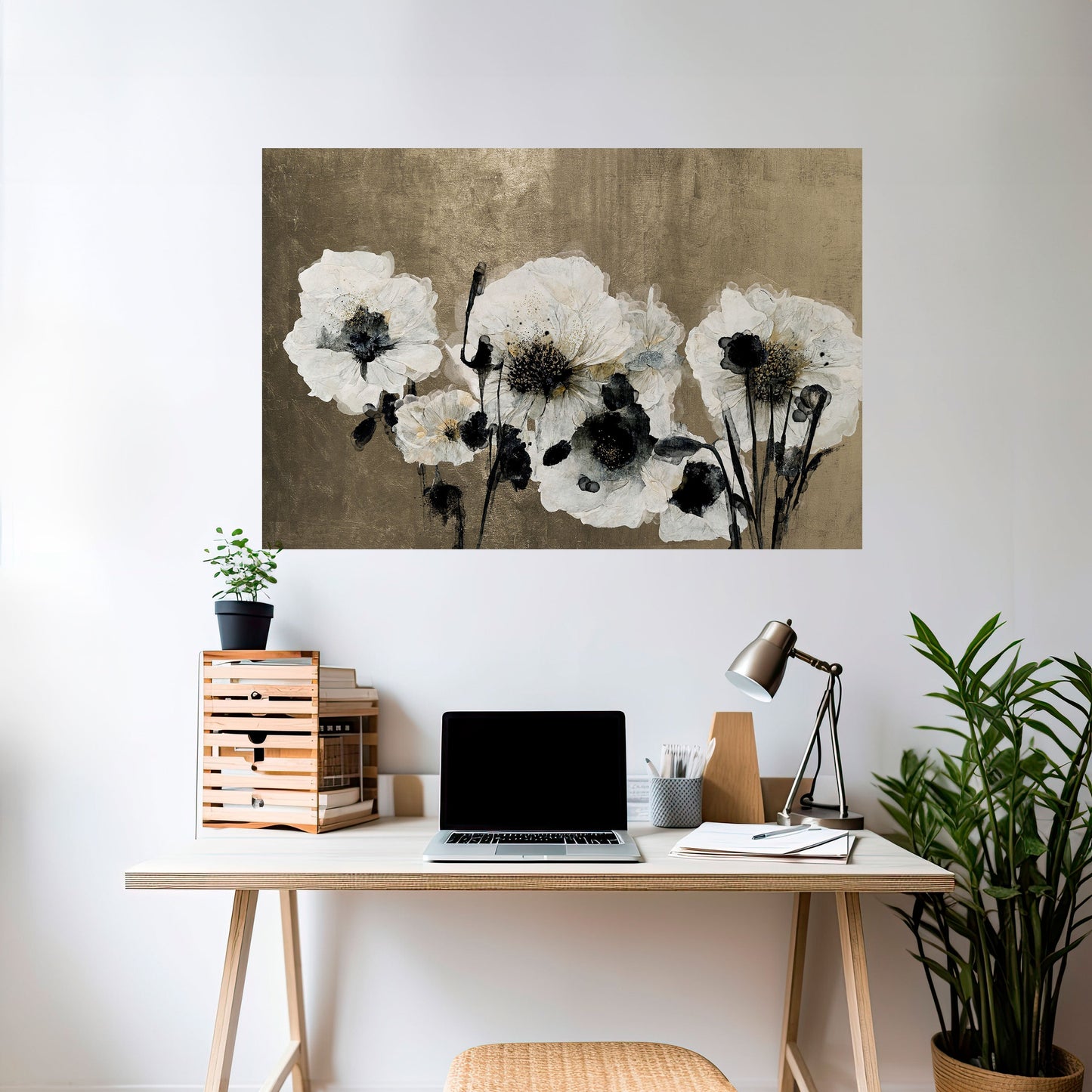 HARMONY IN WHITE Peel and Stick Horizontal Poster