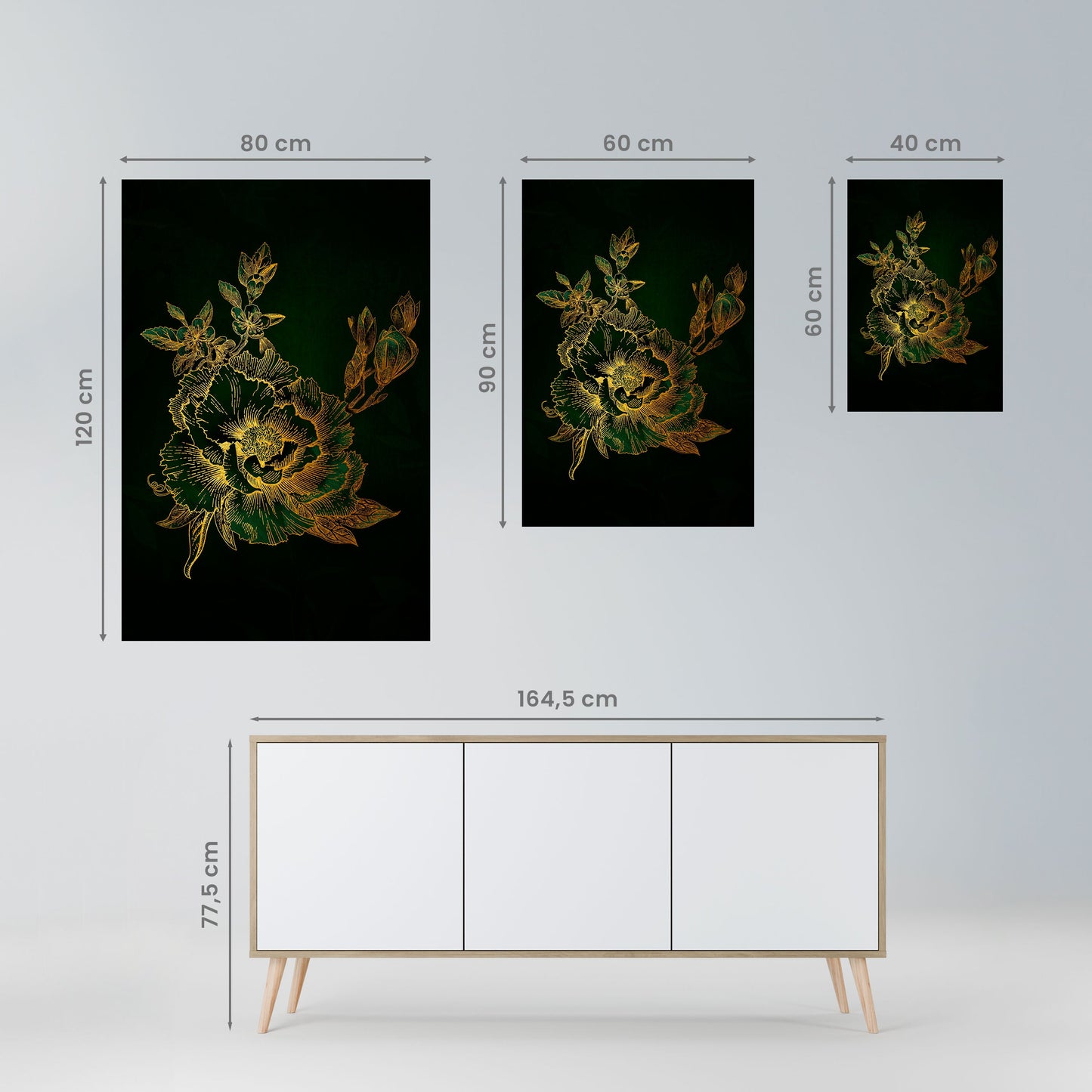 MIDNIGHT BLOMSTERIG GLIMMER Vertikal poster med självhäftande motiv