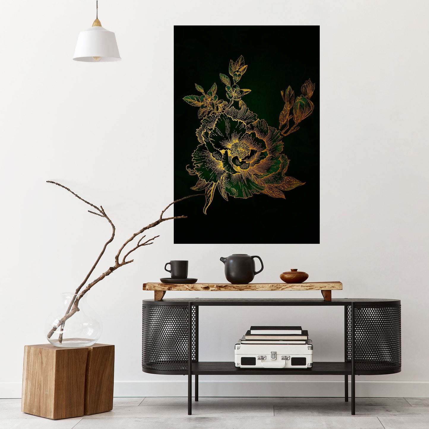 MIDNIGHT BLOMSTERIG GLIMMER Vertikal poster med självhäftande motiv