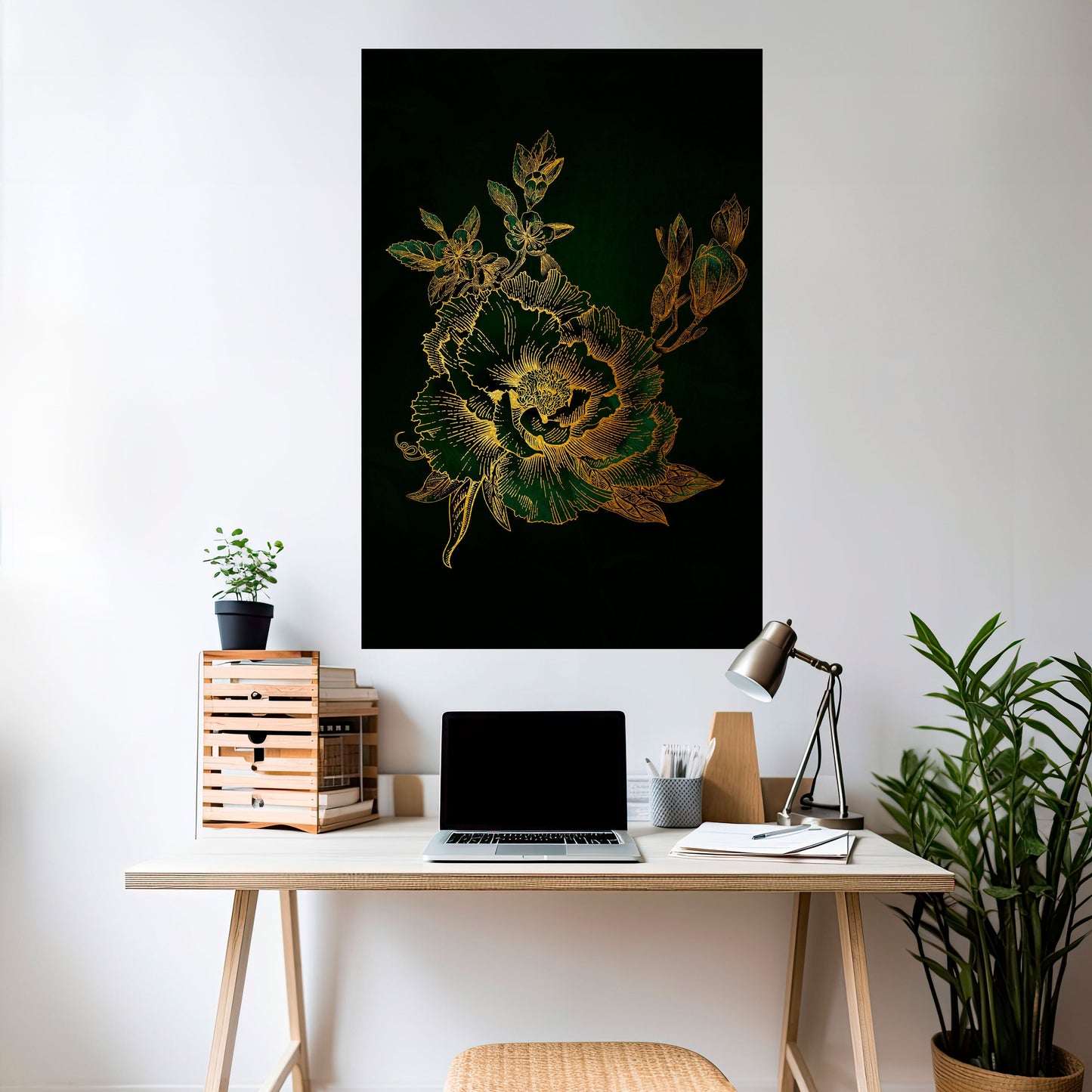 MIDNIGHT BLOMSTERIG GLIMMER Vertikal poster med självhäftande motiv