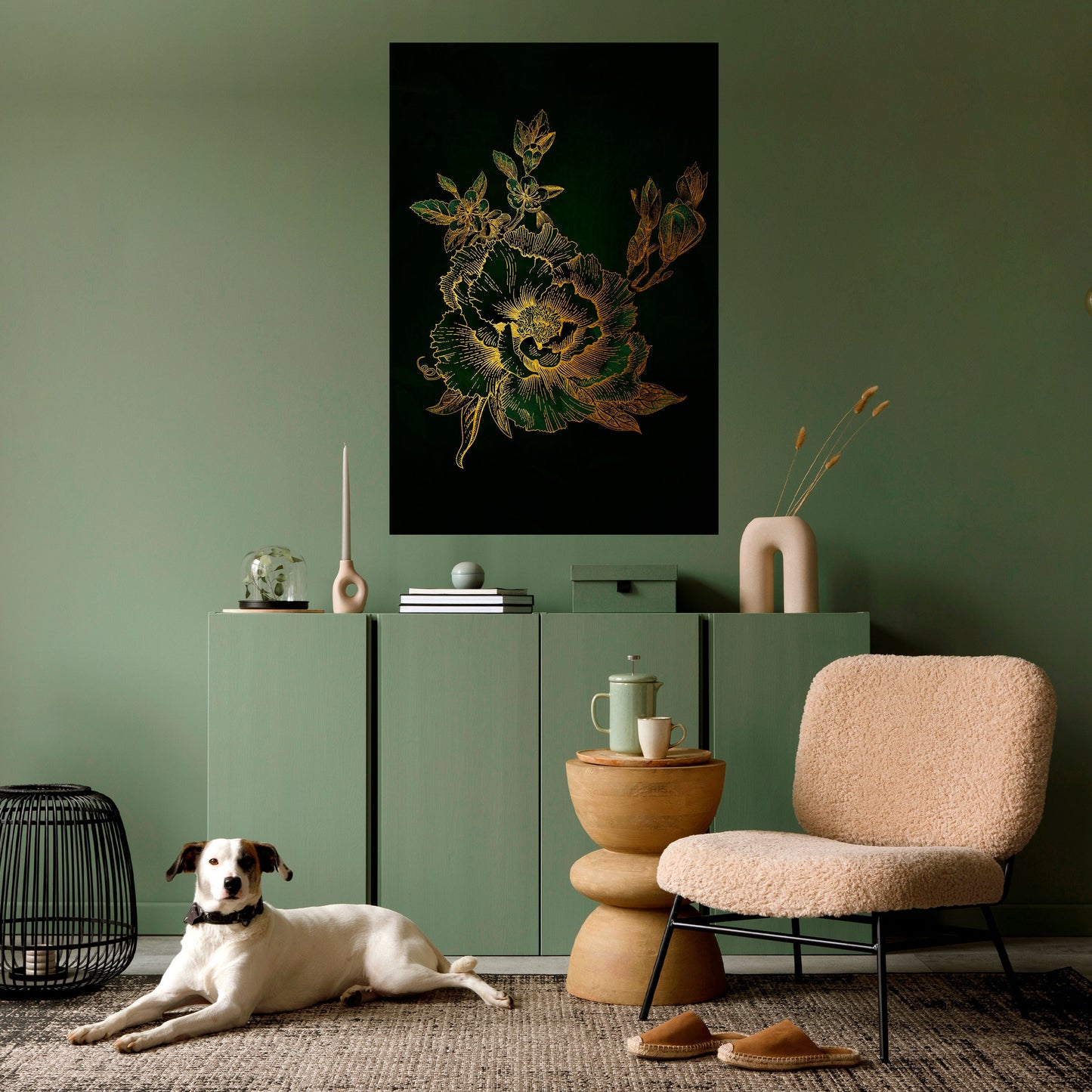 MIDNIGHT BLOMSTERIG GLIMMER Vertikal poster med självhäftande motiv