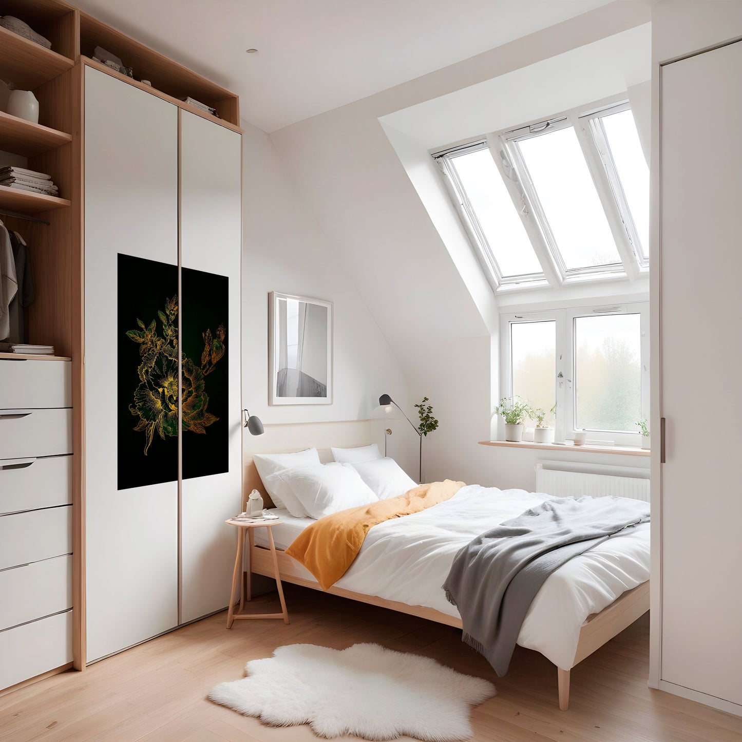 MIDNIGHT BLOMSTERIG GLIMMER Vertikal poster med självhäftande motiv