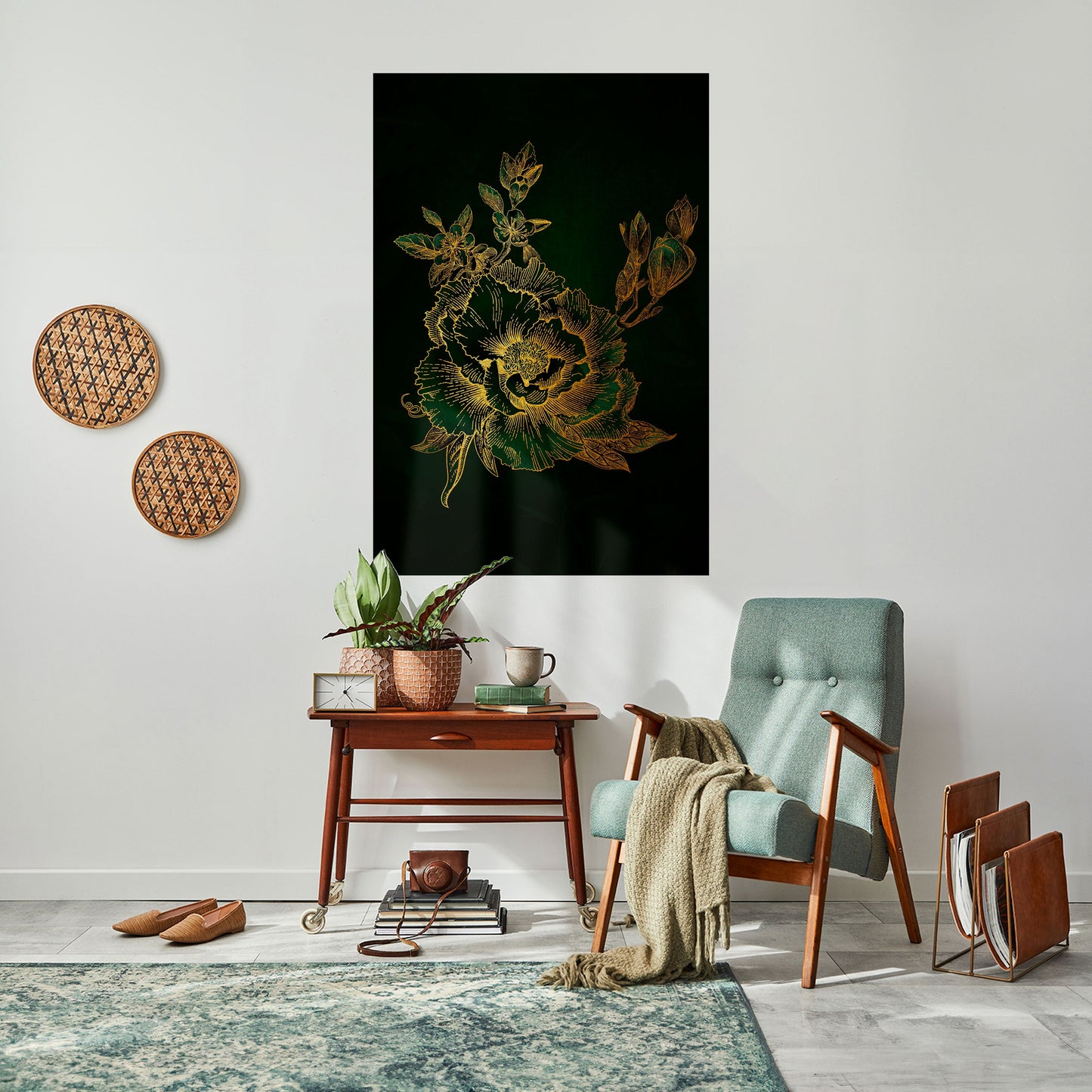 MIDNIGHT BLOMSTERIG GLIMMER Vertikal poster med självhäftande motiv
