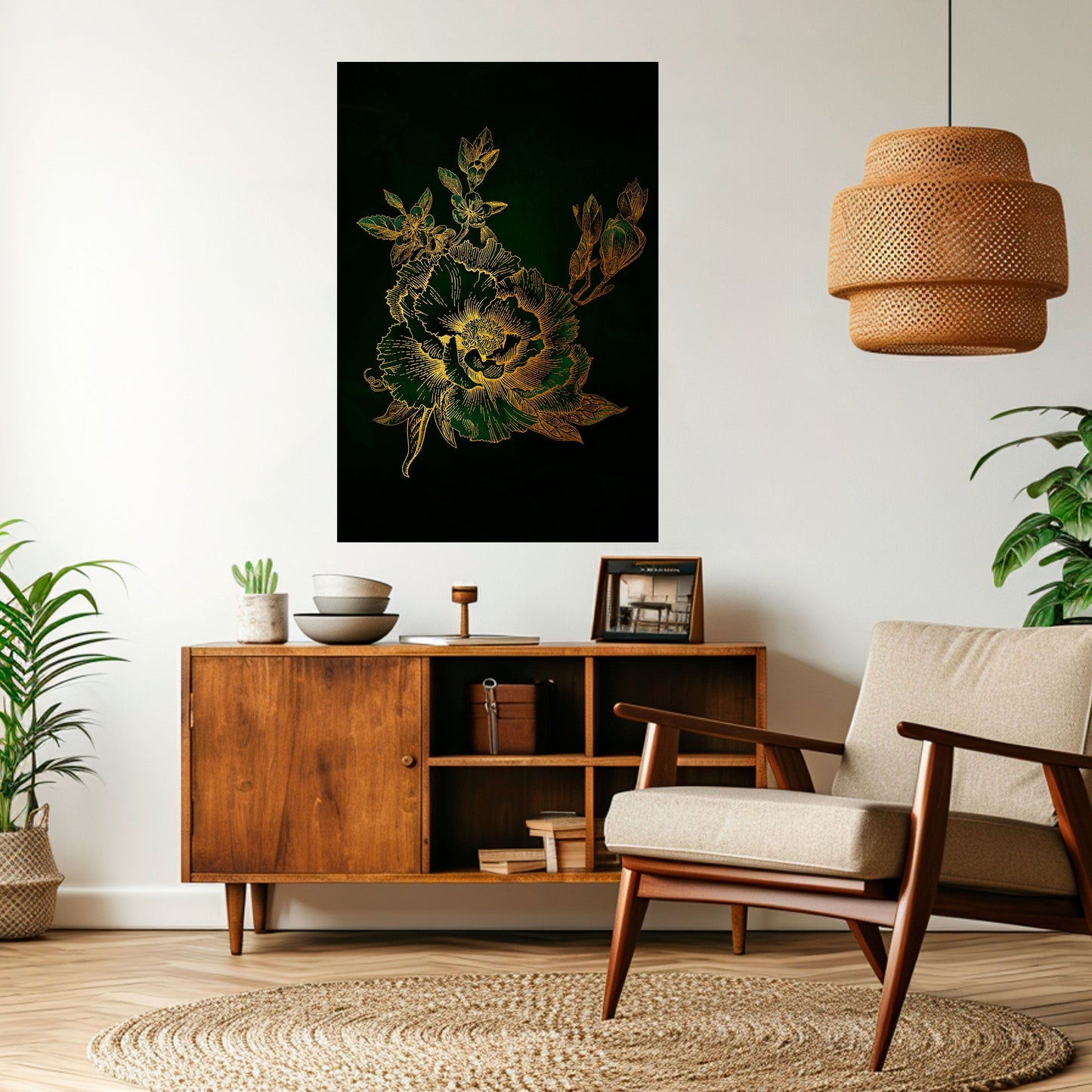MIDNIGHT BLOMSTERIG GLIMMER Vertikal poster med självhäftande motiv