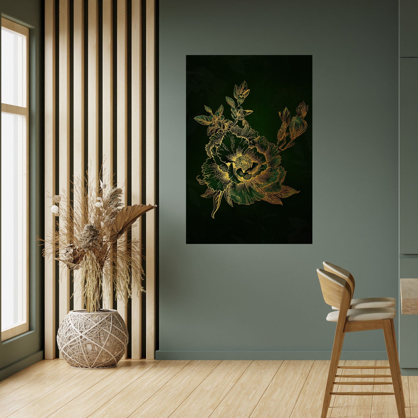 MIDNIGHT BLOMSTERIG GLIMMER Vertikal poster med självhäftande motiv