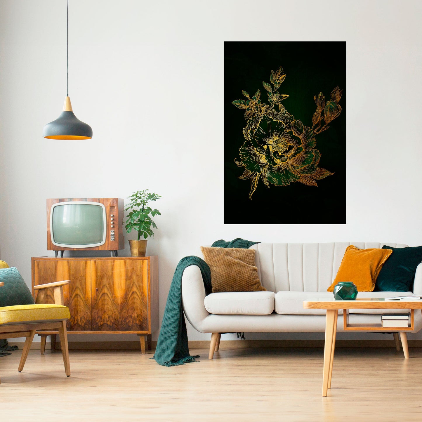 MIDNIGHT BLOMSTERIG GLIMMER Vertikal poster med självhäftande motiv