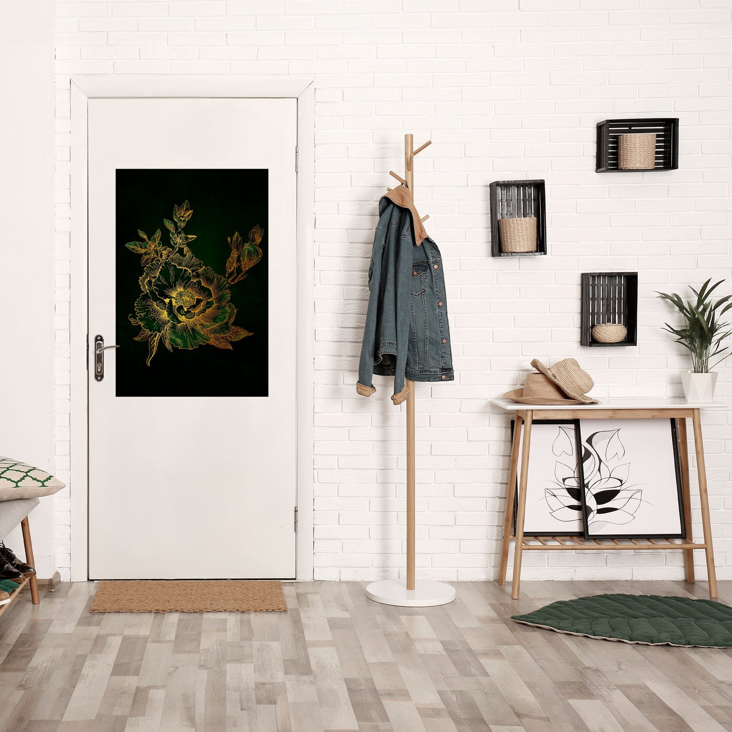 MIDNIGHT BLOMSTERIG GLIMMER Vertikal poster med självhäftande motiv