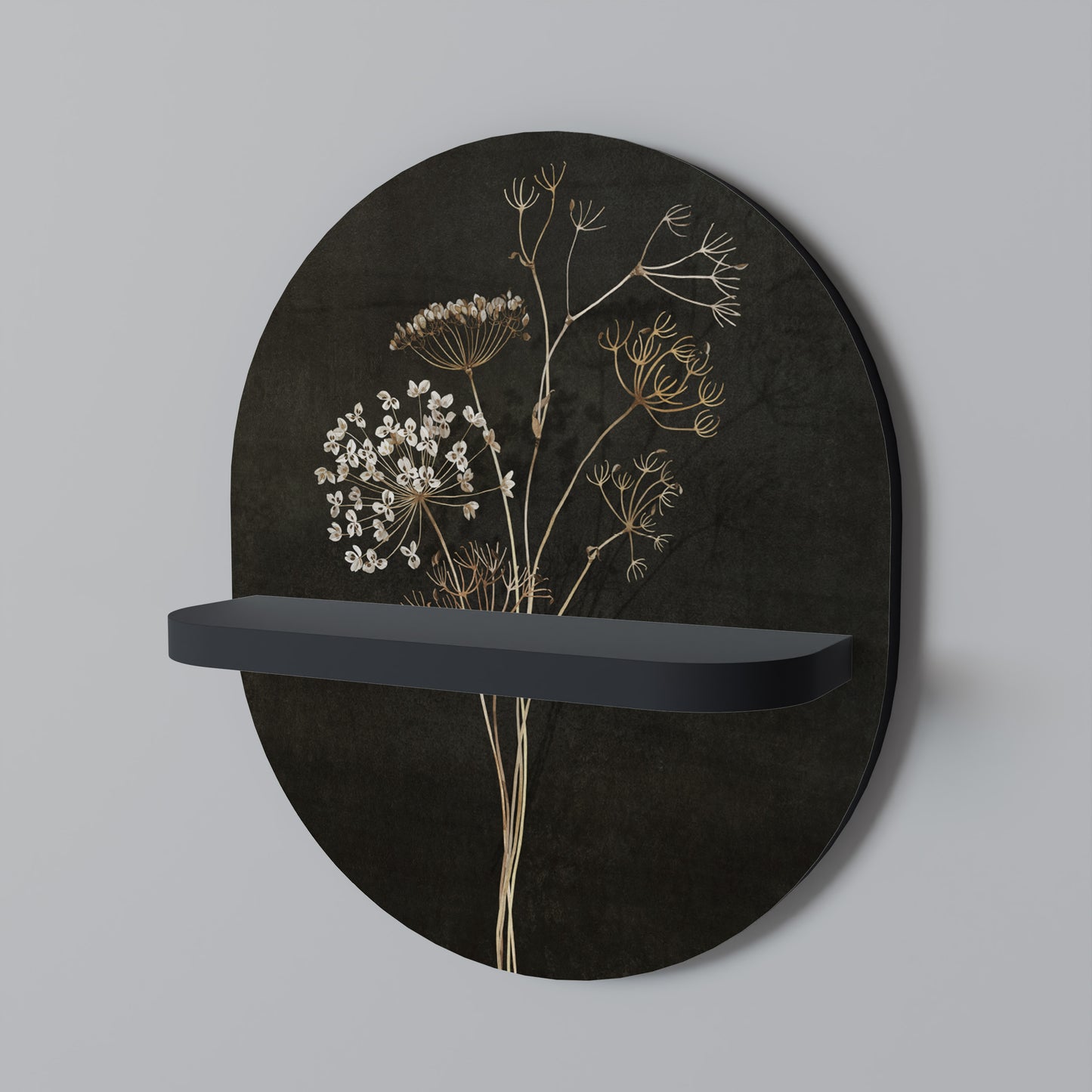 ÄNGSMINNEN Oval konsthylla i svart finish