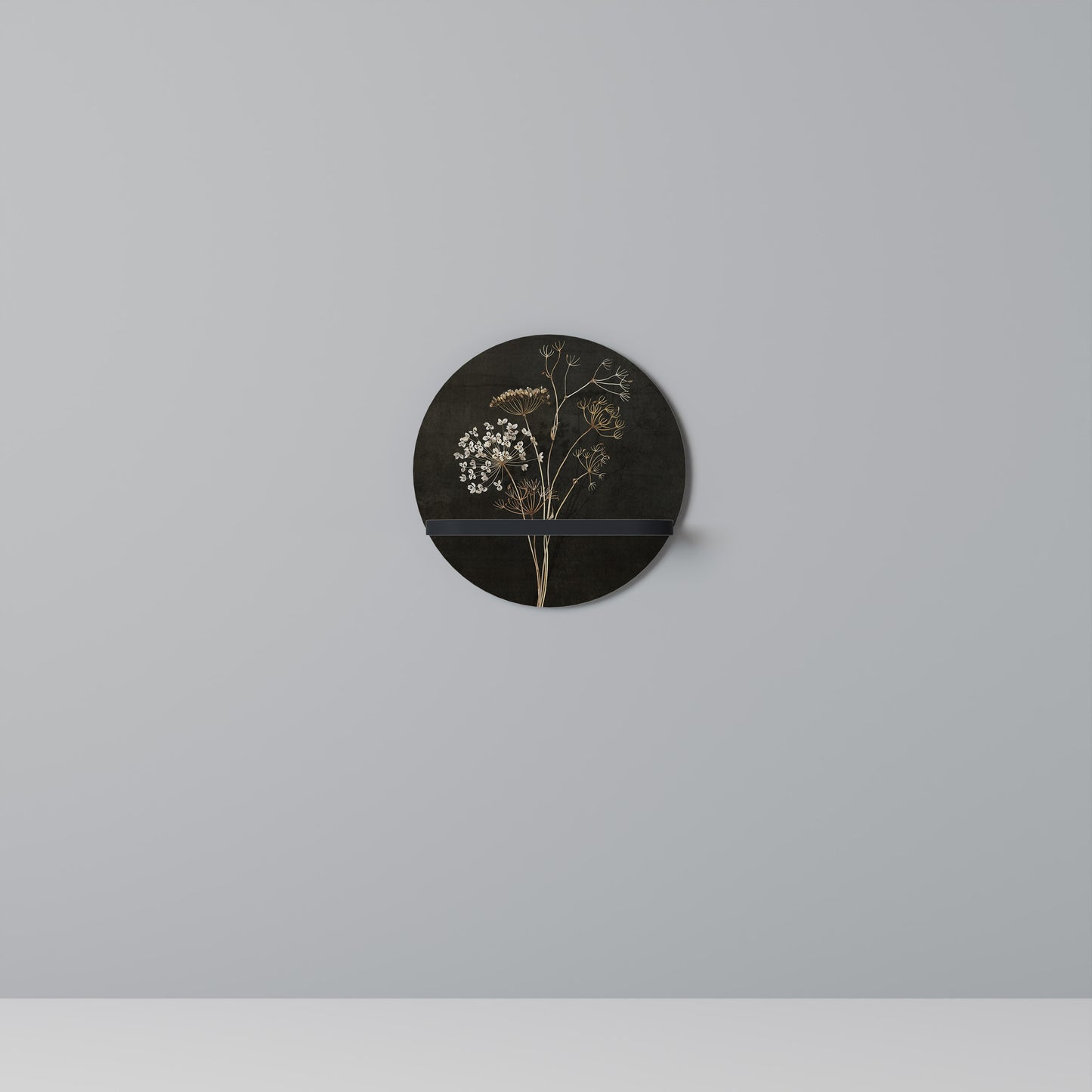 MEADOW MEMORIES Round Art Shelf In Black Finish