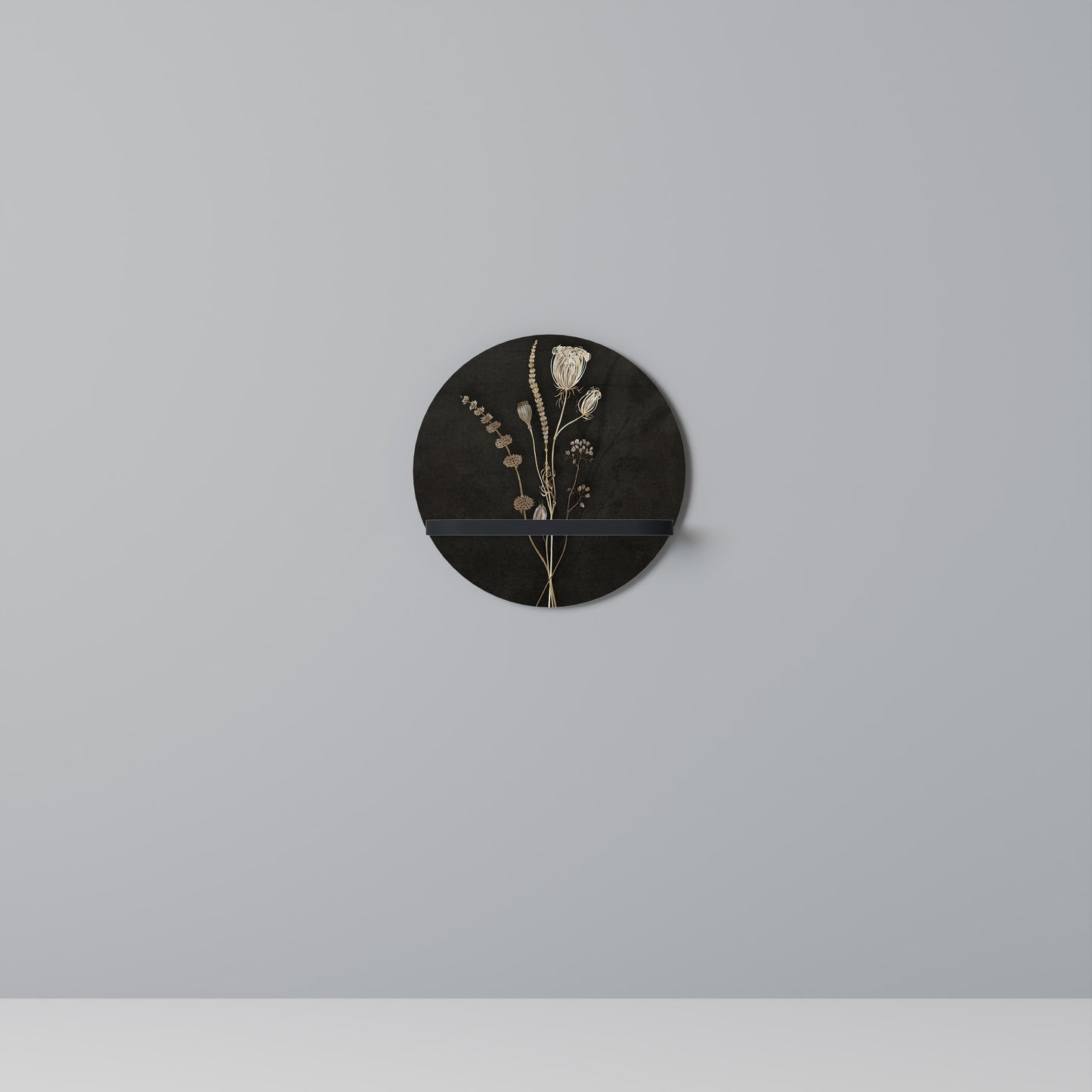 MEADOW ART. Round Art Shelf In Black Finish