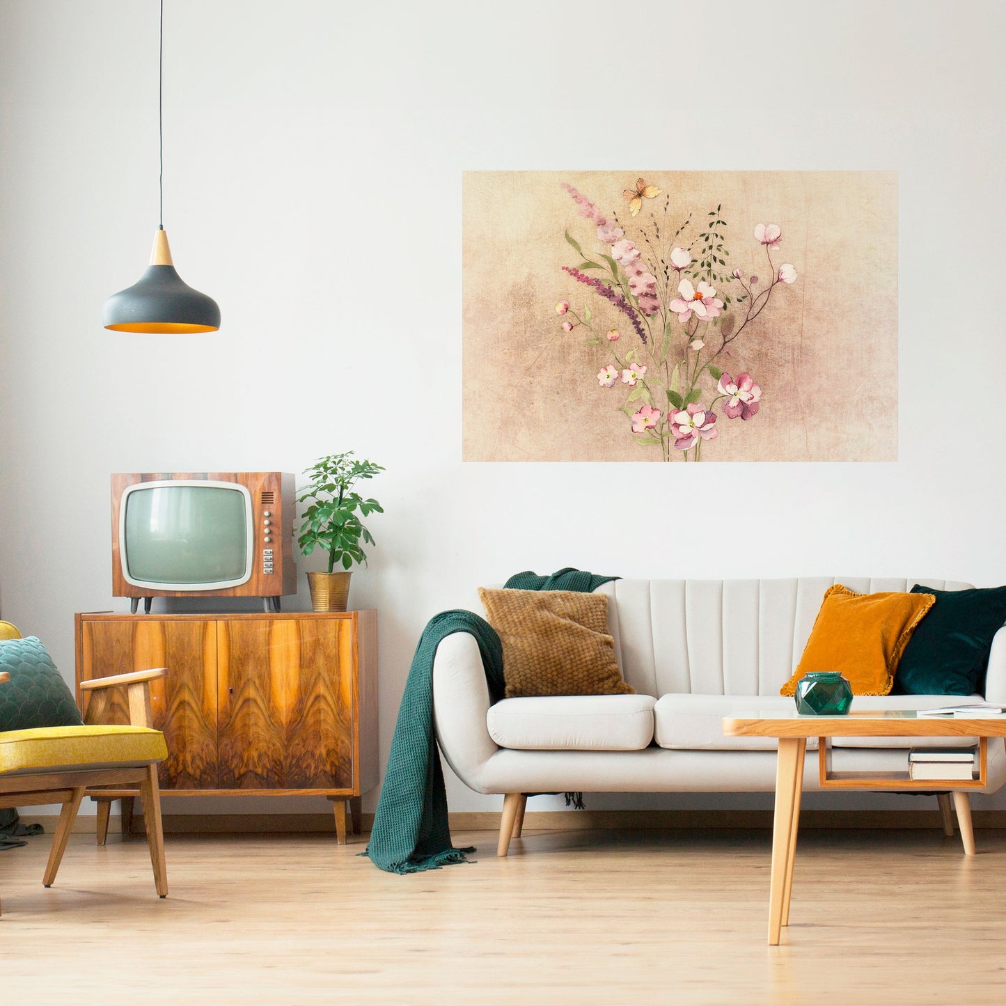FLOWERED REVERIE Peel and Stick Horizontal Poster