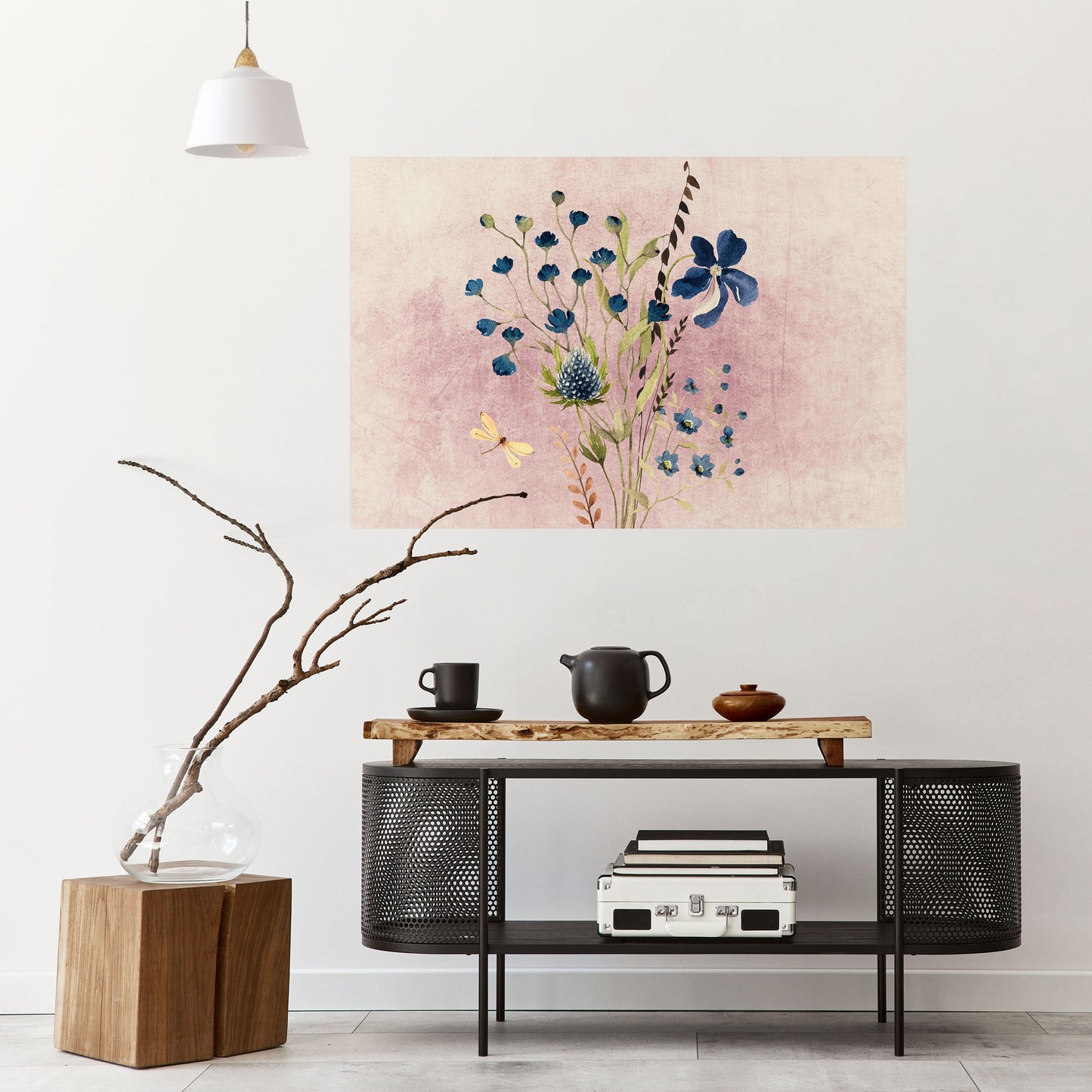Blåklintdagrömma horisontell poster med självhäftande motiv