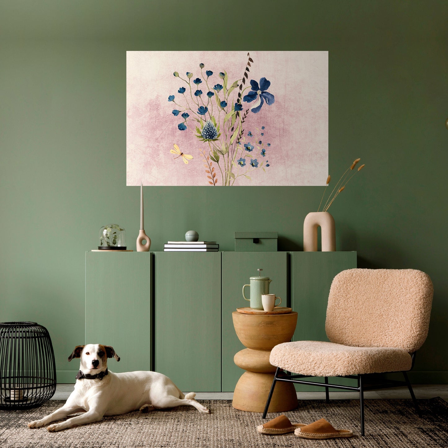 Blåklintdagrömma horisontell poster med självhäftande motiv