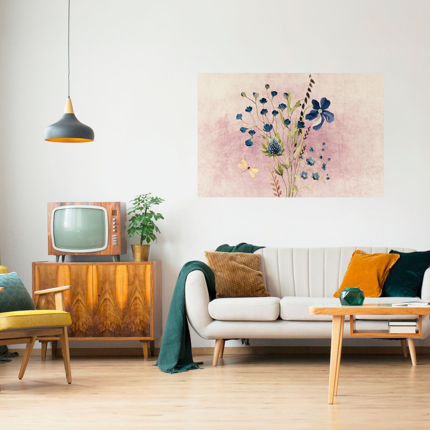 Blåklintdagrömma horisontell poster med självhäftande motiv