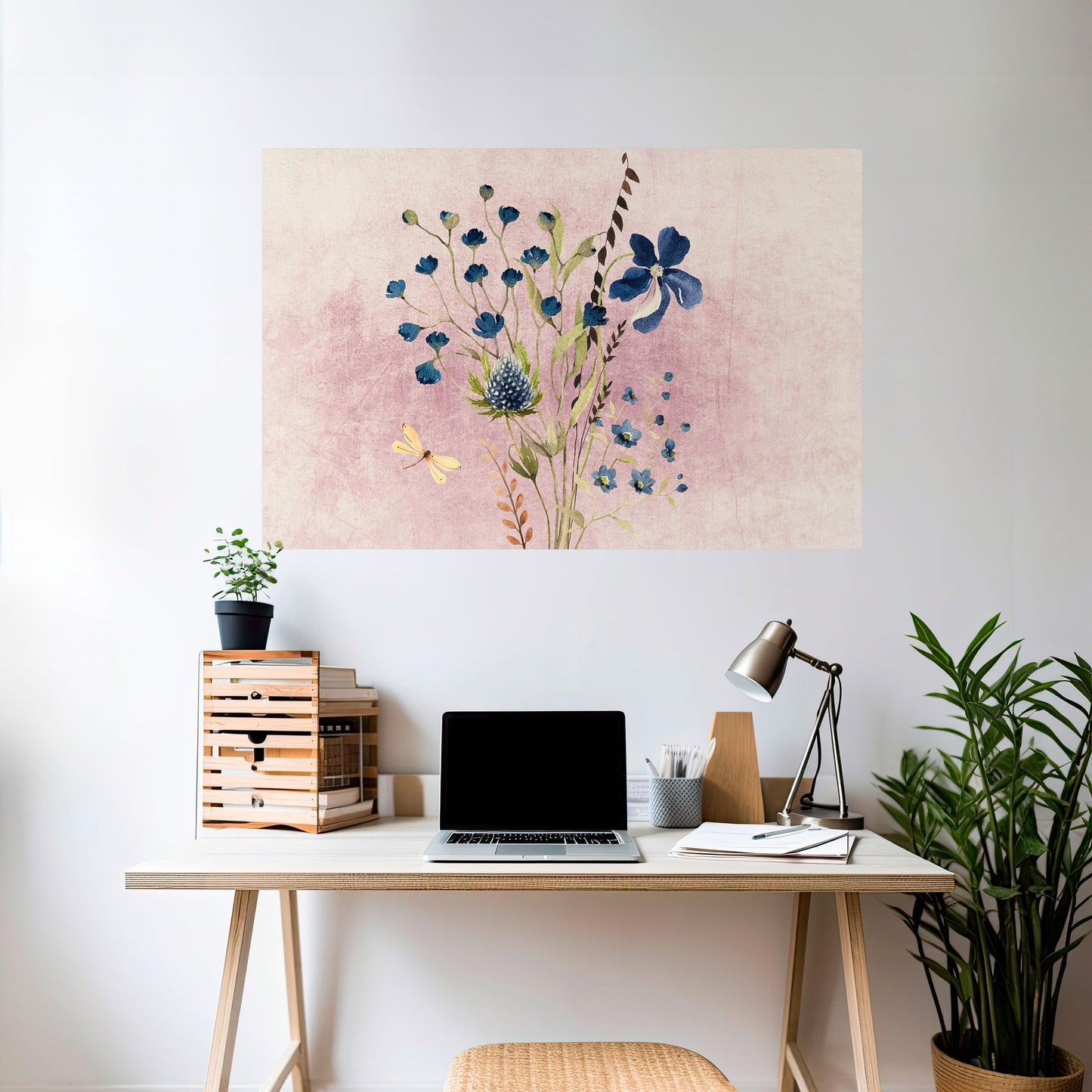 Blåklintdagrömma horisontell poster med självhäftande motiv
