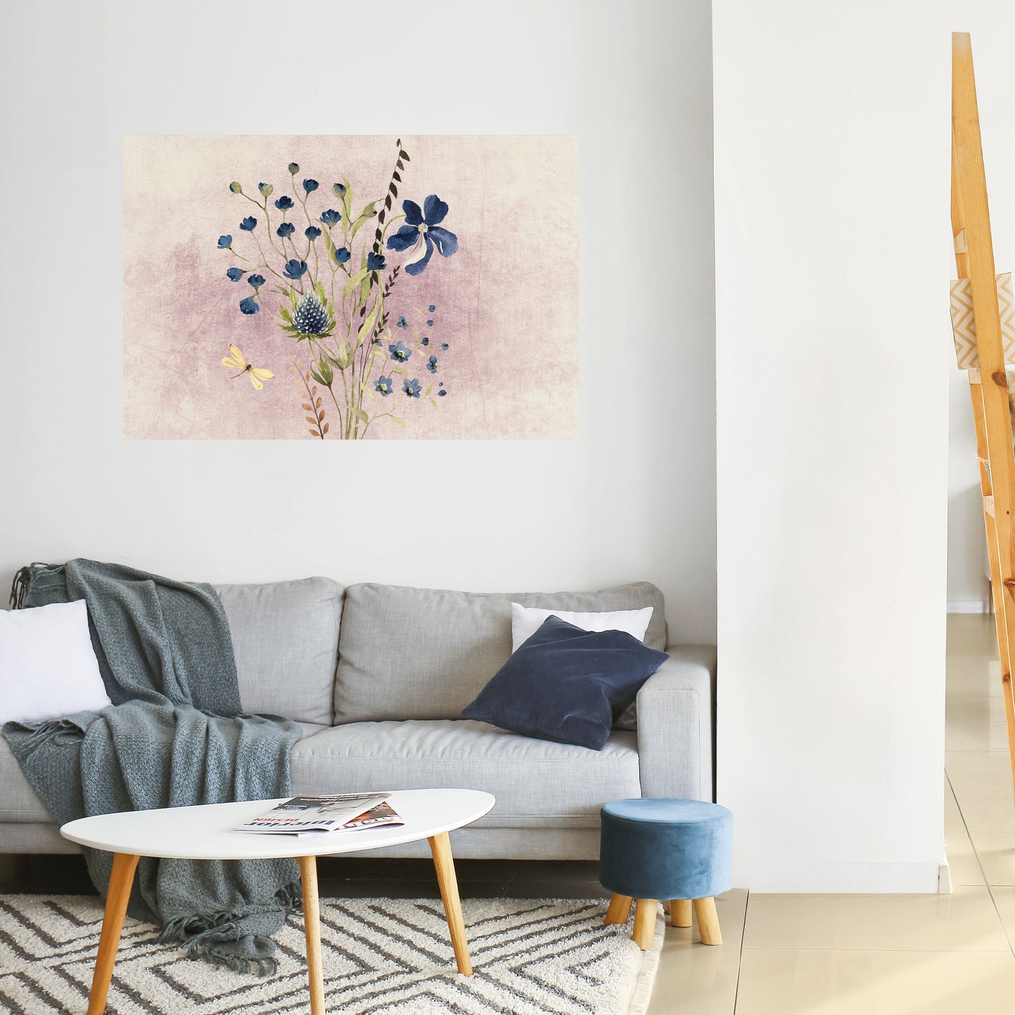 Blåklintdagrömma horisontell poster med självhäftande motiv