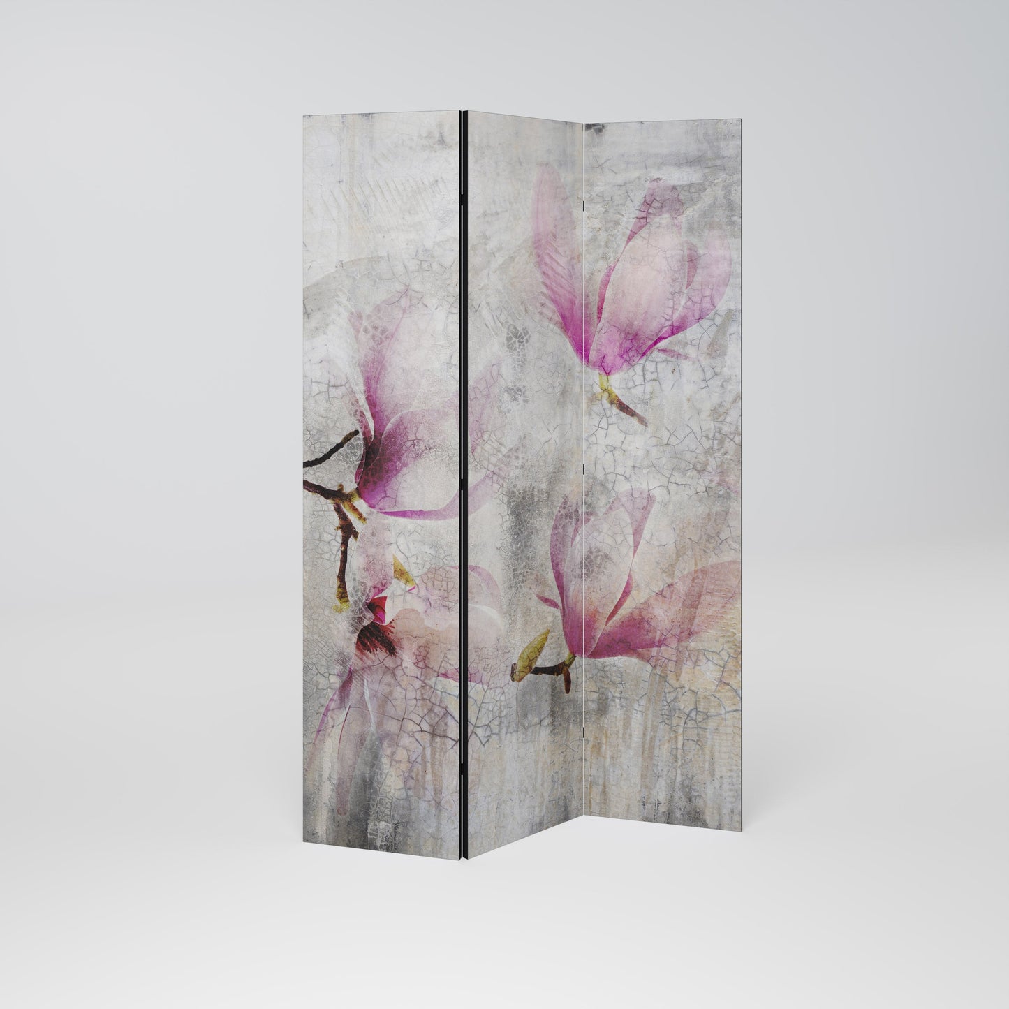 FANTASTISK MAGNOLIA Dekorativ rumsavdelare med 3 paneler