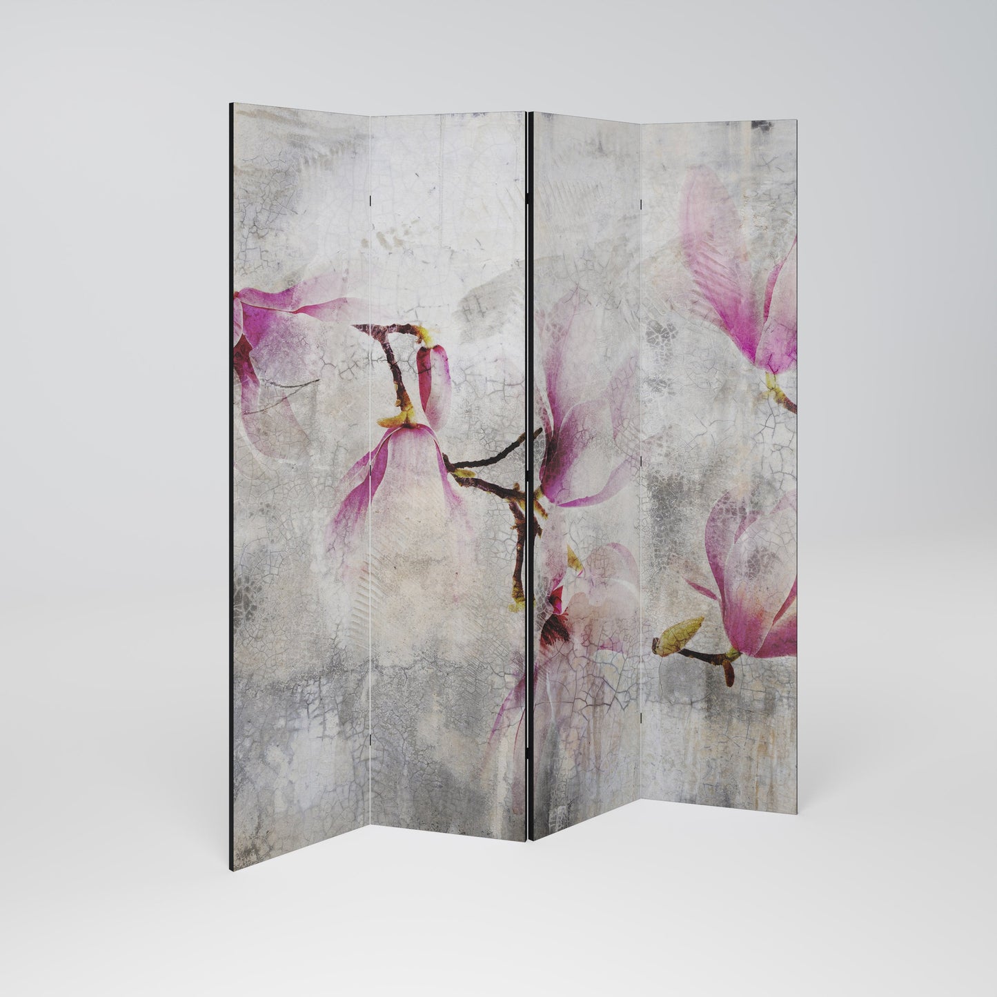 FANTASTISK MAGNOLIA Dekorativ rumsavdelare med 4 paneler