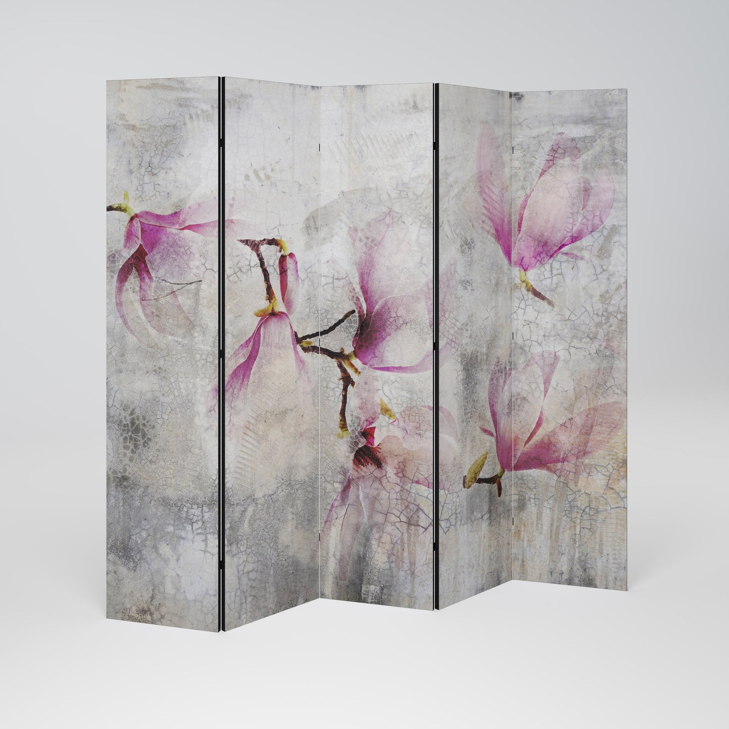 FANTASTISK MAGNOLIA Dekorativ rumsavdelare med 5 paneler