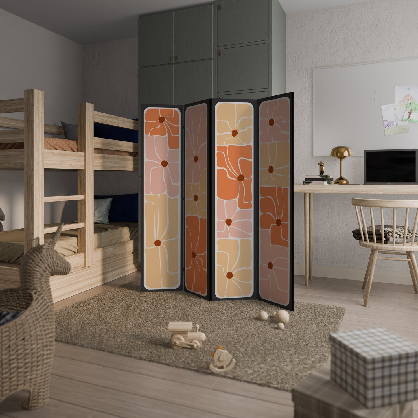 FINE CURRENTS Decorative 4-Panel Room Divider