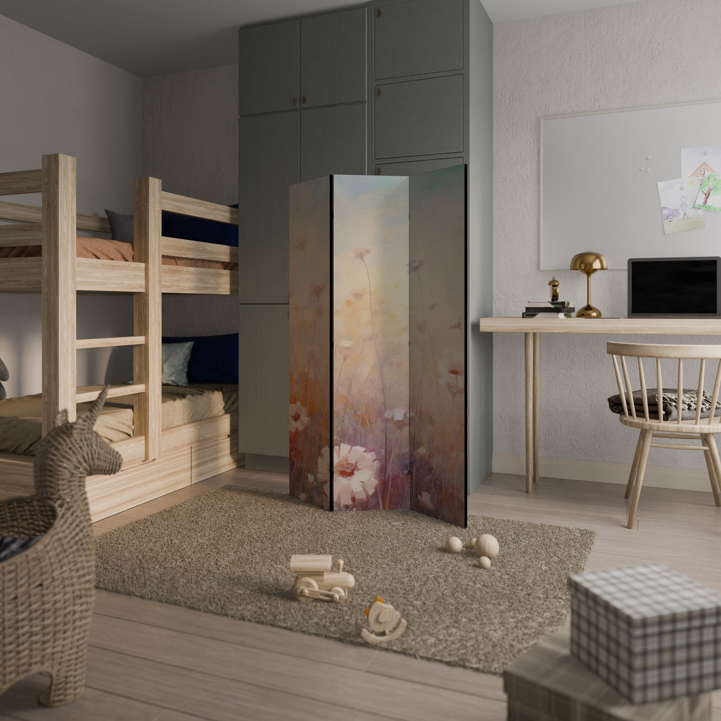 BREEZE OF COLORS Dekorativ rumsavdelare med 3 paneler