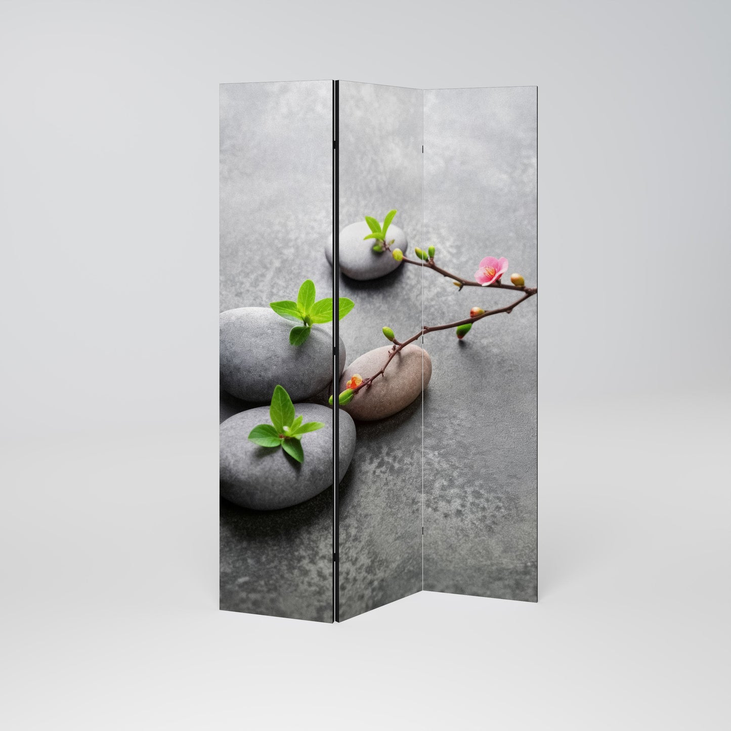 STENAR OCH BLOMMOR Dekorativ rumsavdelare med 3 paneler