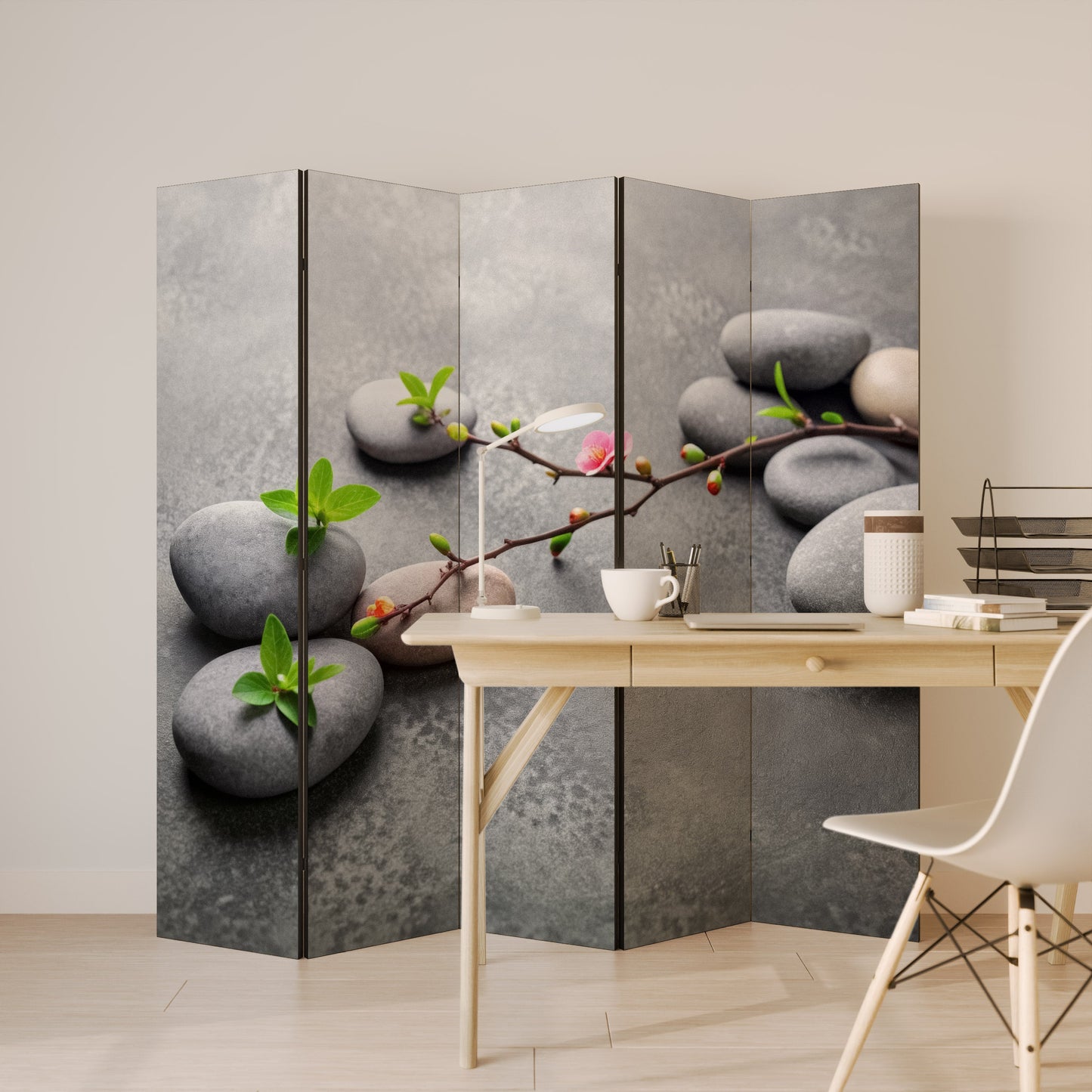 STENAR OCH BLOMMOR Dekorativ rumsavdelare med 5 paneler