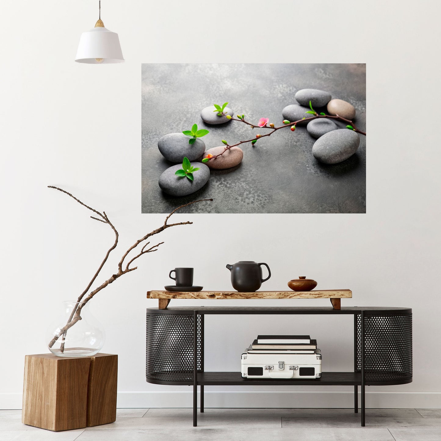 STONES AND BLOSSOMS Peel and Stick Horizontal Poster