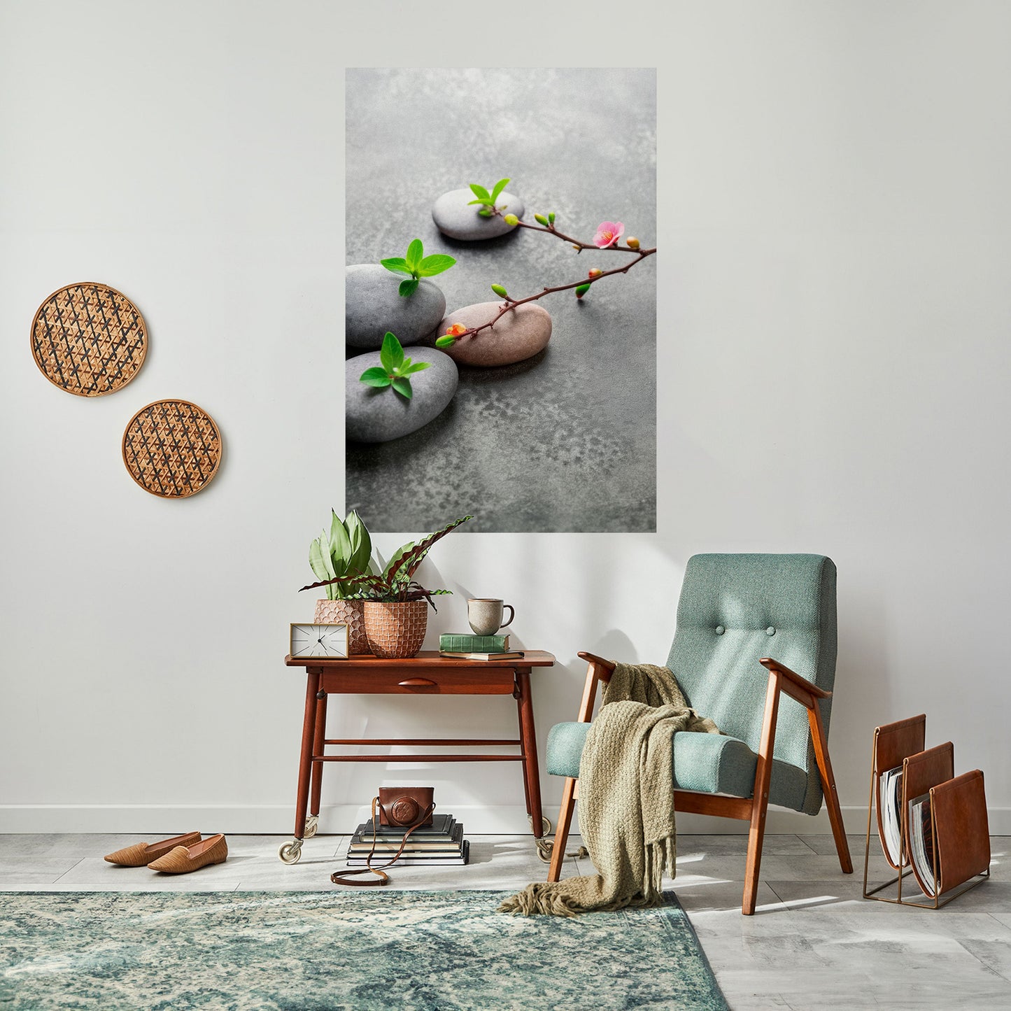 STENAR OCH BLOMMOR Vertikal poster med självhäftande mönster