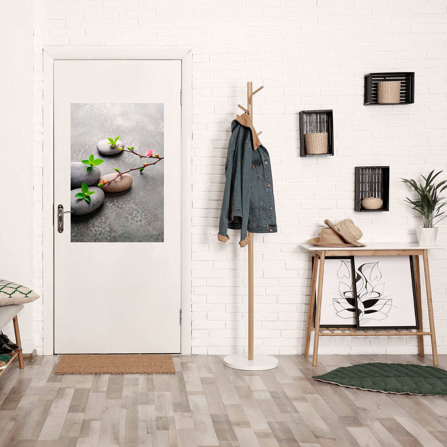 STENAR OCH BLOMMOR Vertikal poster med självhäftande mönster