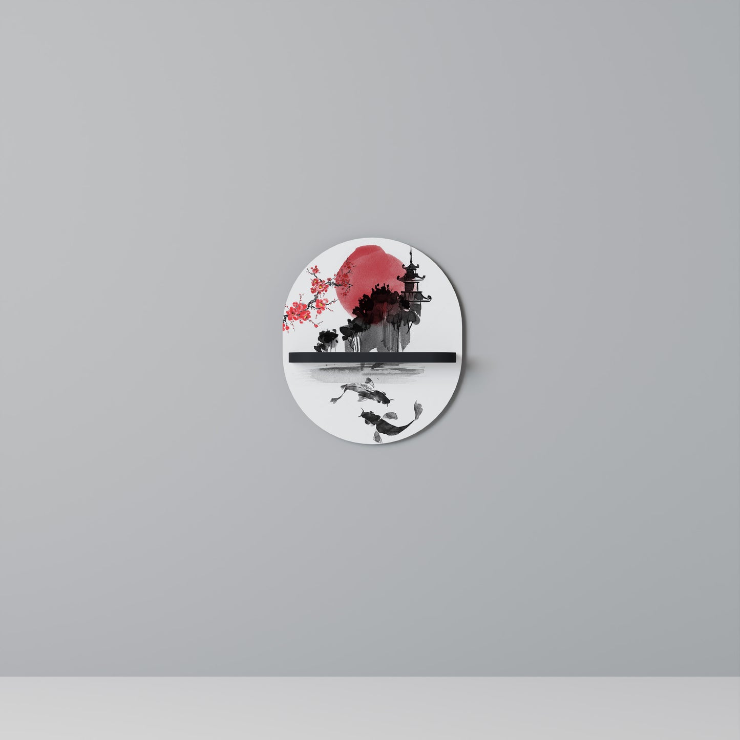 CHERRY SHADOWS Oval konsthylla i svart finish