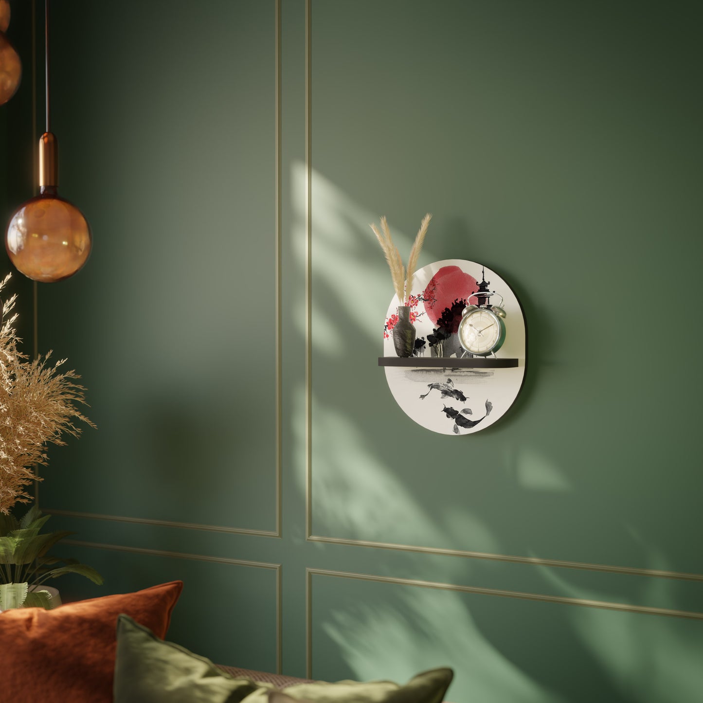CHERRY SHADOWS Oval konsthylla i svart finish