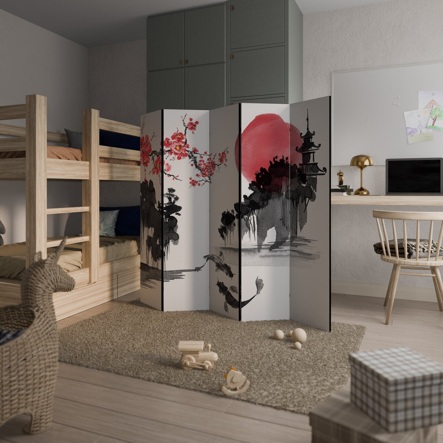 CHERRY SHADOWS Decorative 5-Panel Room Divider