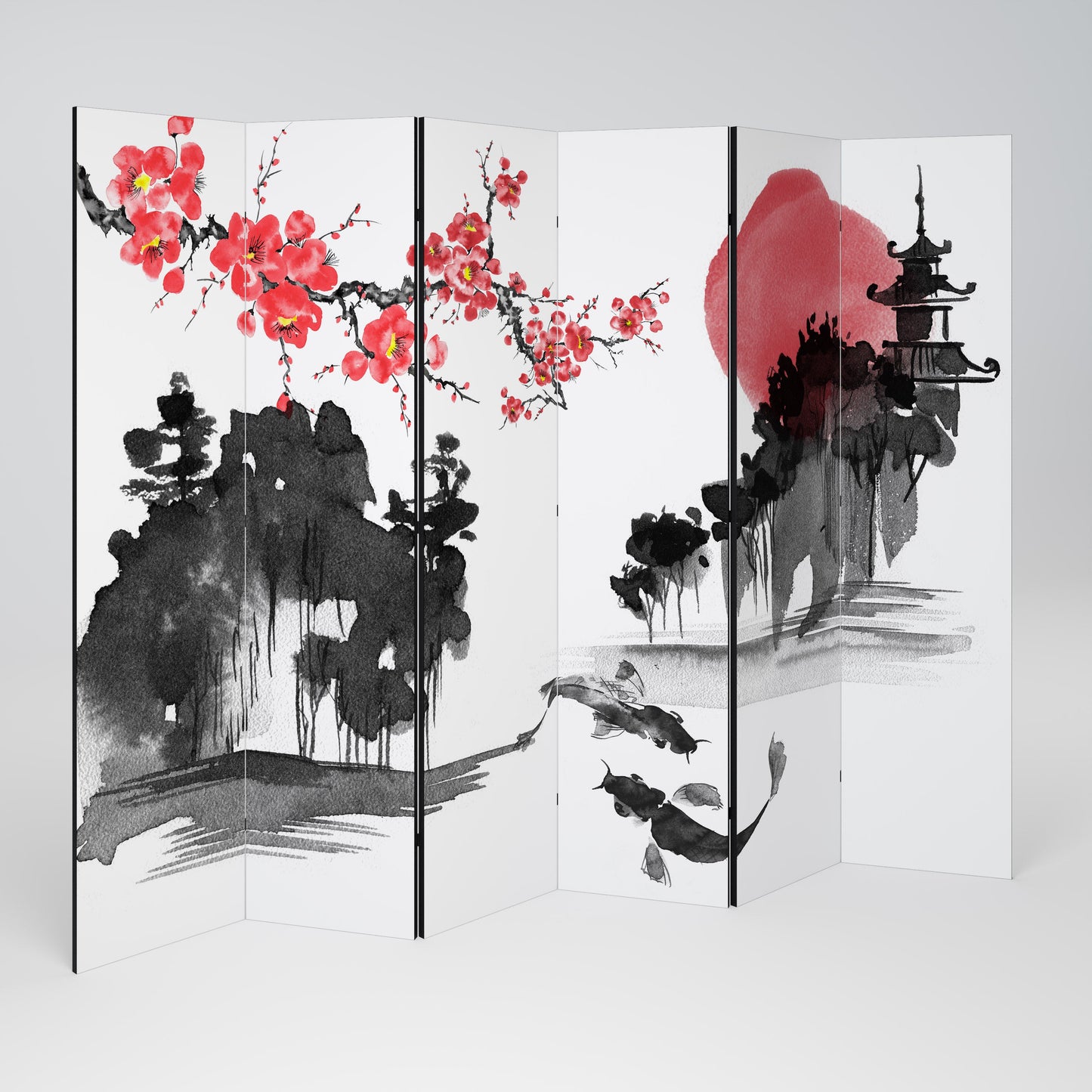 Dekorativ rumsavdelare med 6 paneler i CHERRY SHADOWS