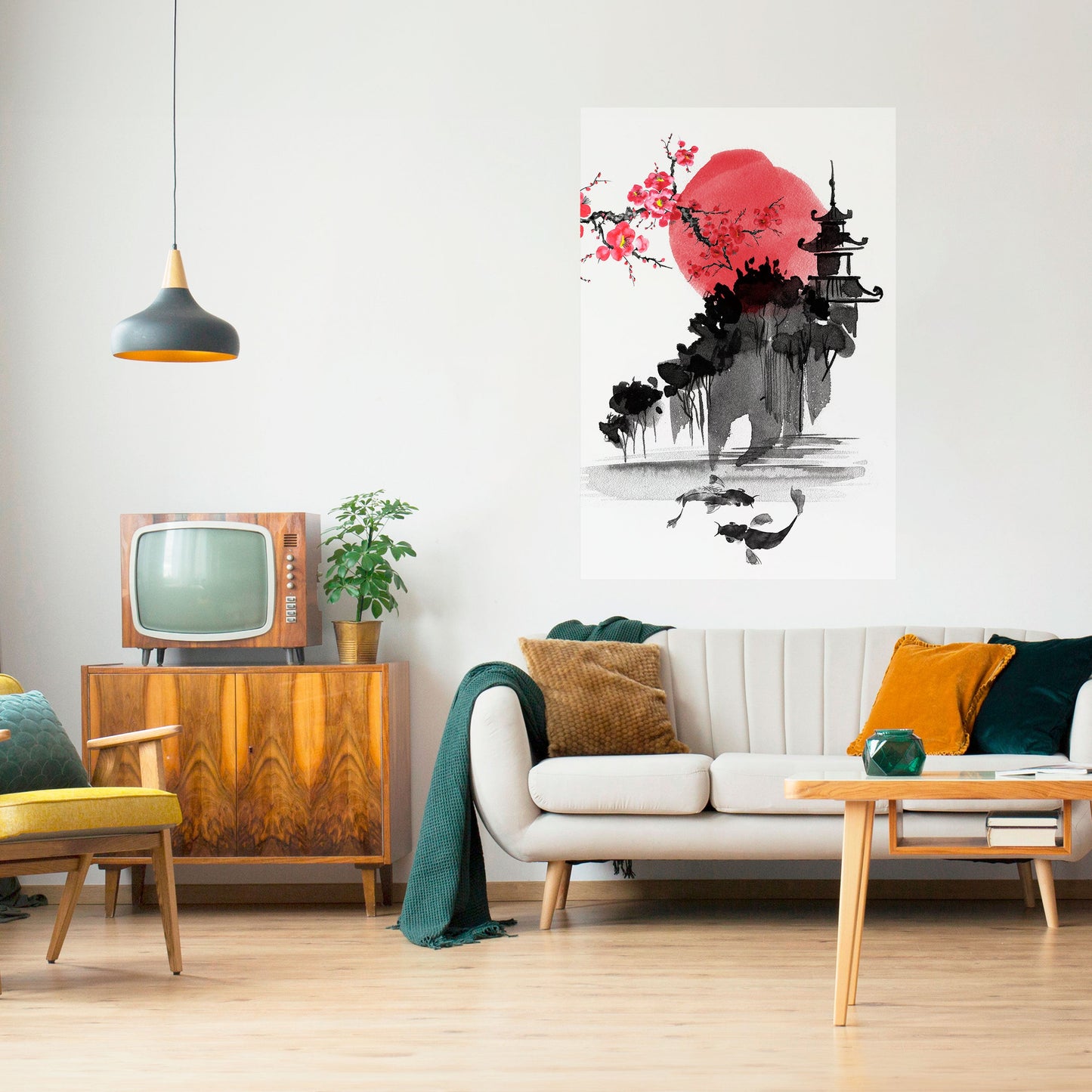 CHERRY SHADOWS vertikal poster med självhäftande text