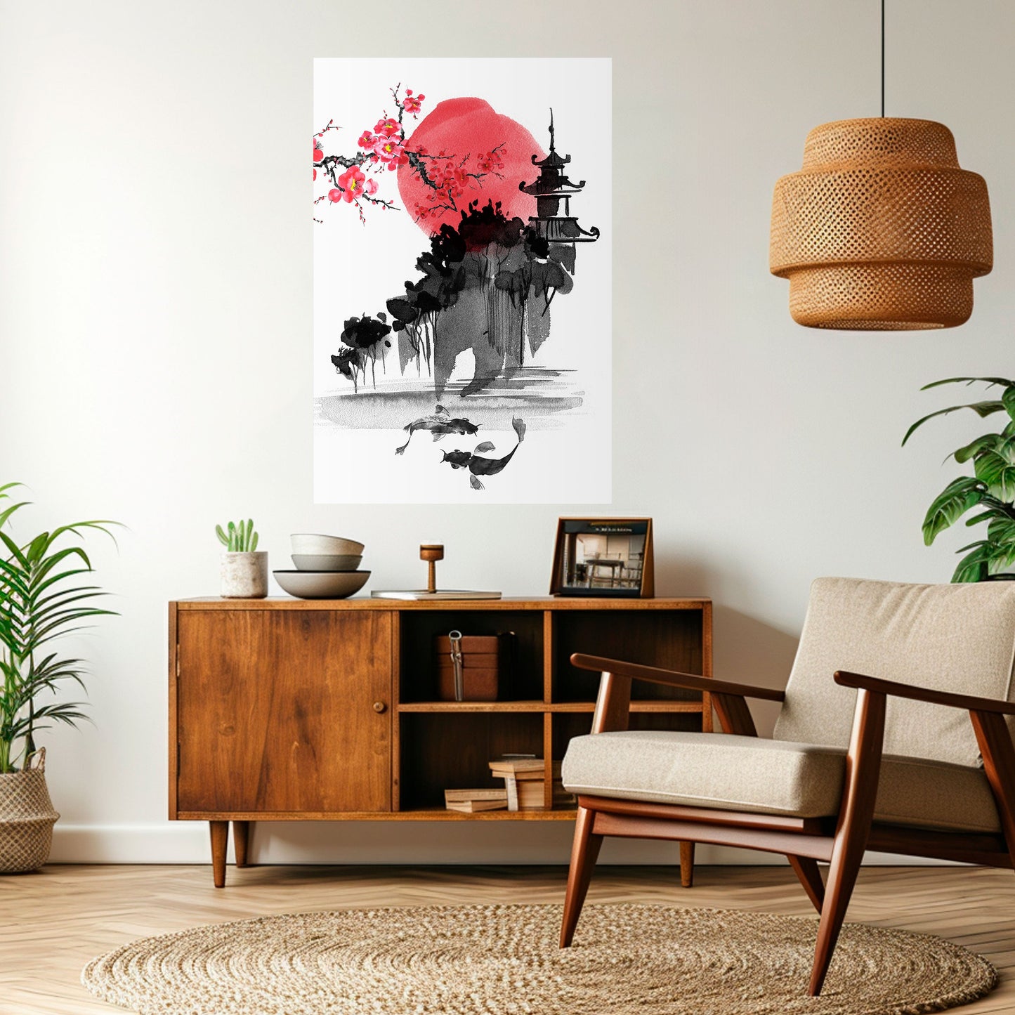 CHERRY SHADOWS vertikal poster med självhäftande text