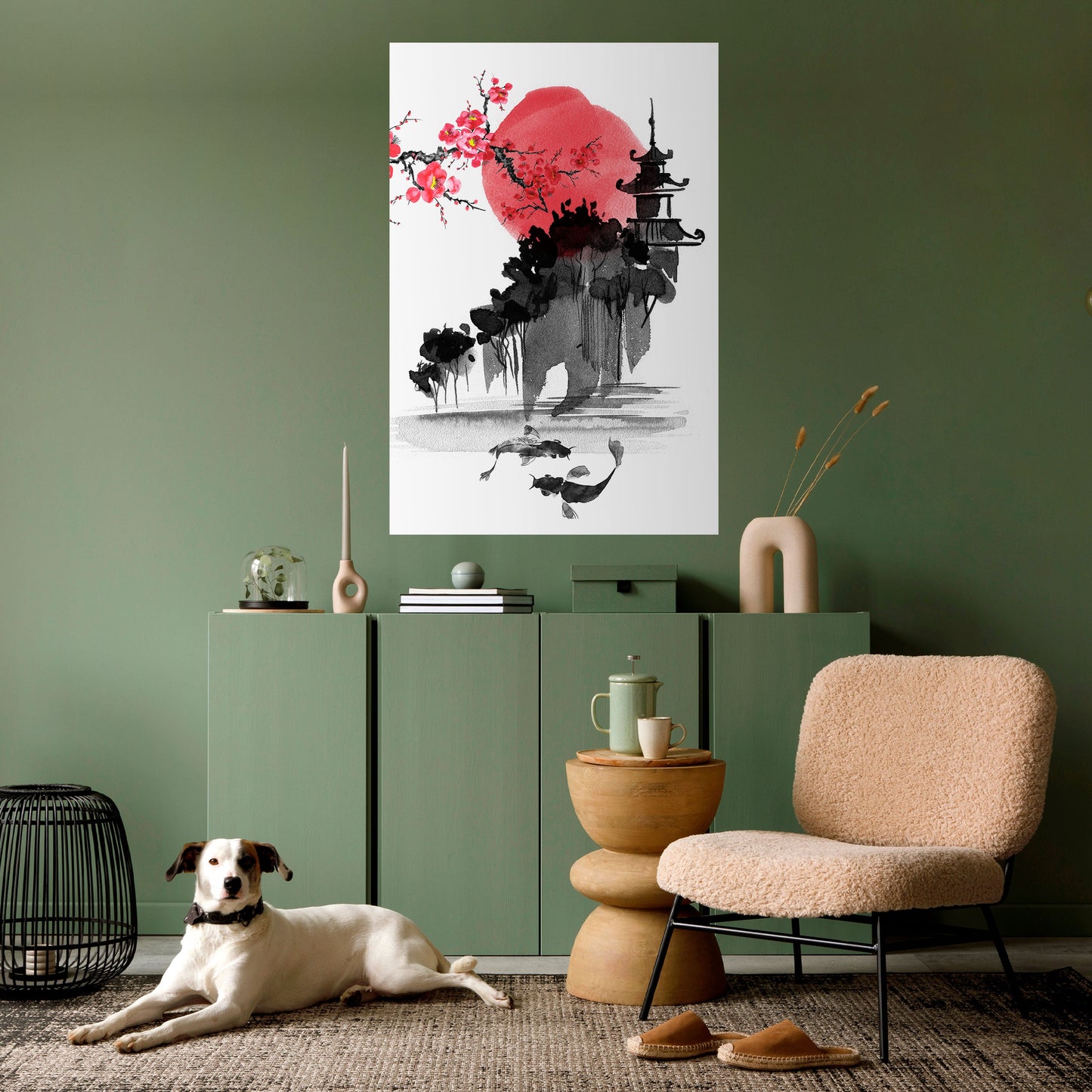 CHERRY SHADOWS vertikal poster med självhäftande text