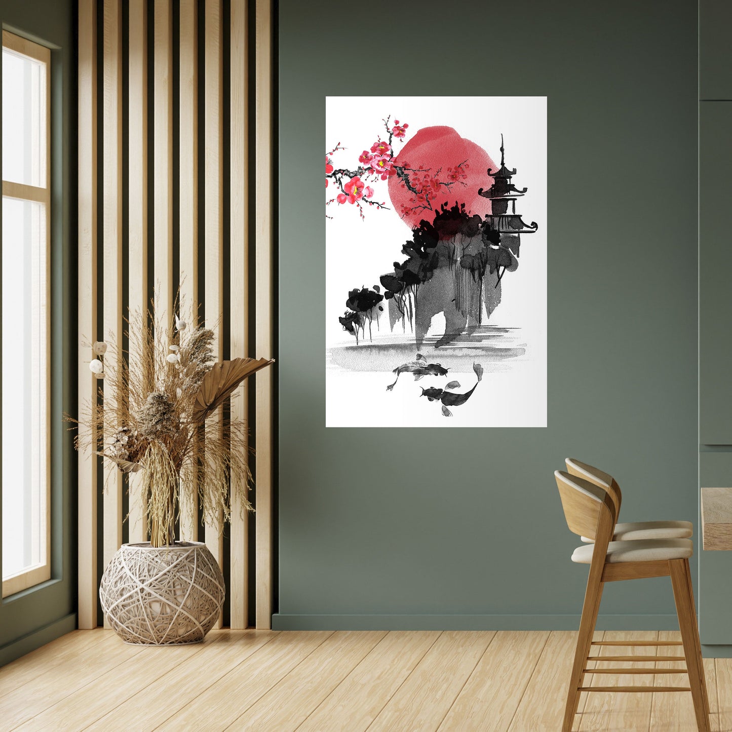 CHERRY SHADOWS vertikal poster med självhäftande text