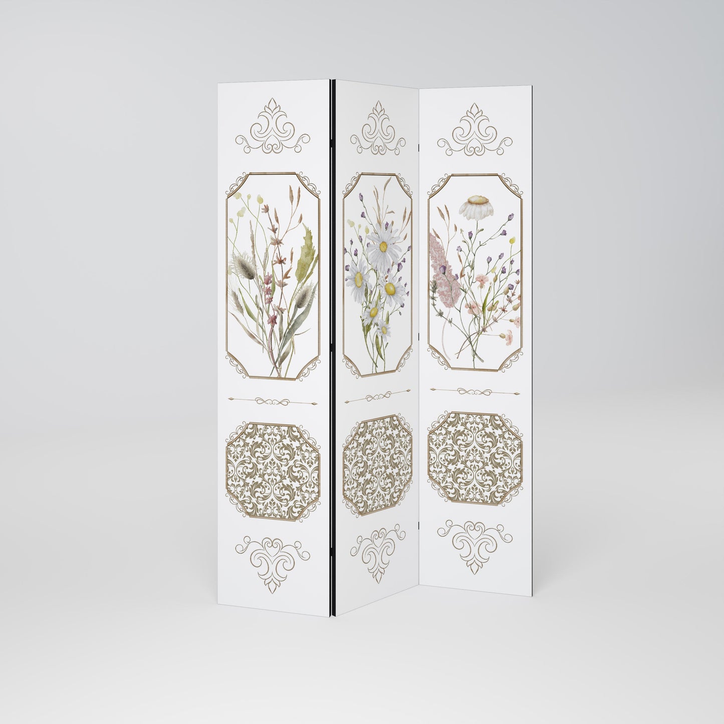 ELEGANT BOTANISK GOBENG Dekorativ rumsavdelare med 3 paneler