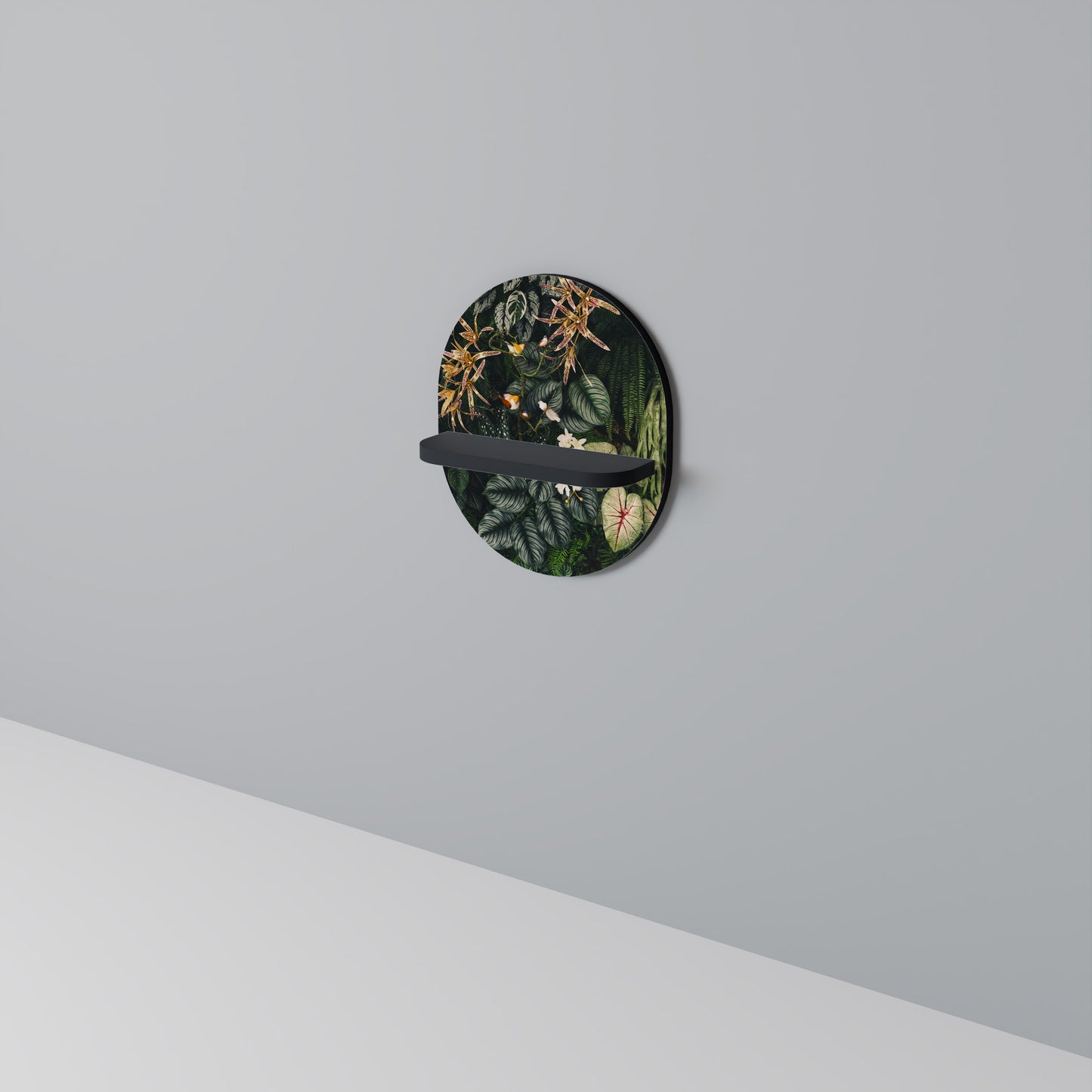SILENT WILDERNESS Oval konsthylla i svart finish