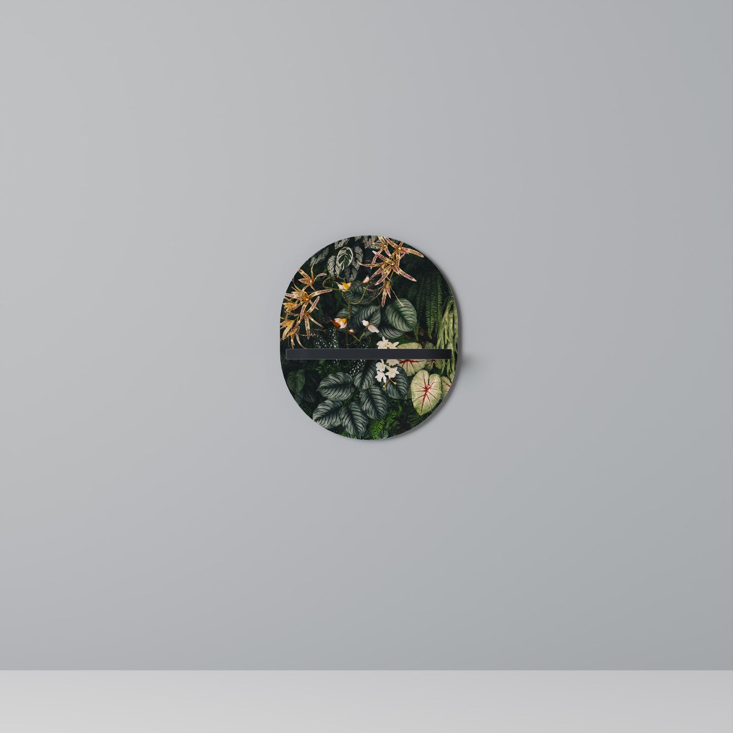 SILENT WILDERNESS Oval konsthylla i svart finish